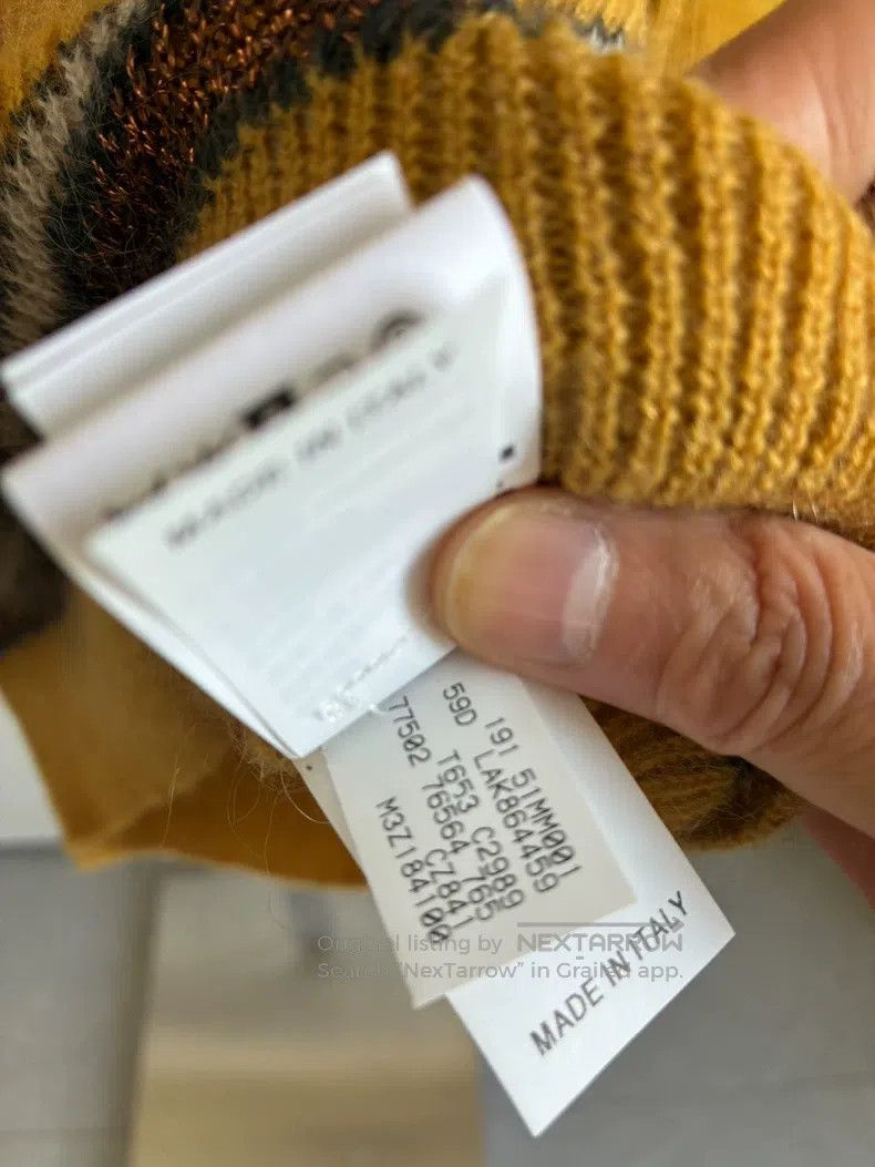 Brunello Cucinelli Brunello Cucinelli Mustard Striped Knit Sweater, 40% Mohai Size XS / US 0-2 / IT 36-38 - 6 Thumbnail