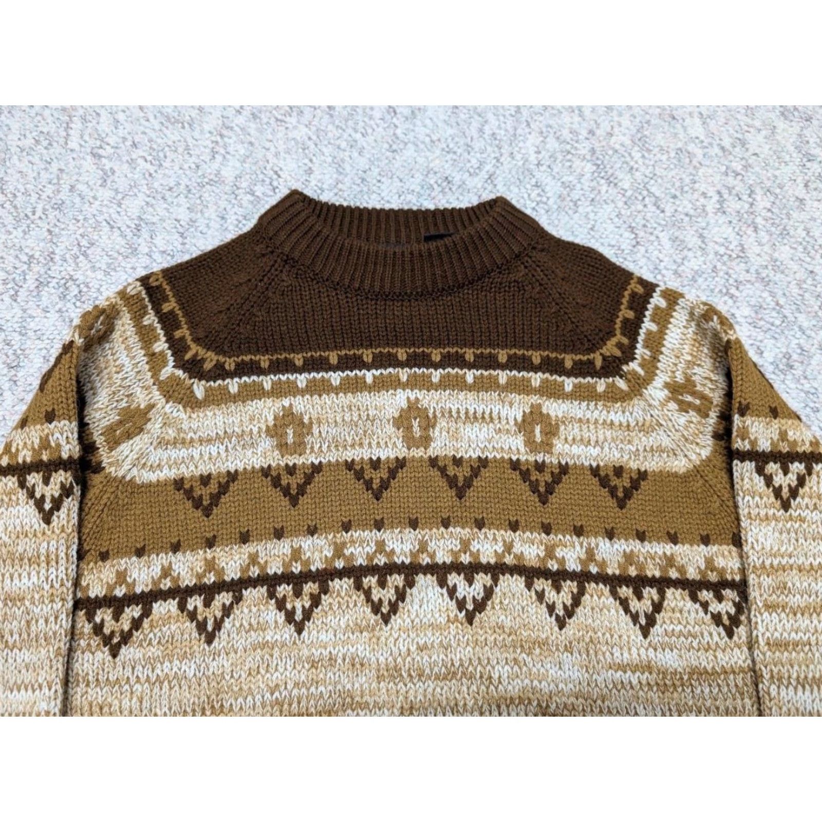 Vintage VINTAGE National Shirt Shops KNIT Sweater M Men Acrylic Crew Neck Brown 1970s Icelandic Ski Winter Holiday - Mens Size US M / EU 48-50 / 2 - 3 Thumbnail