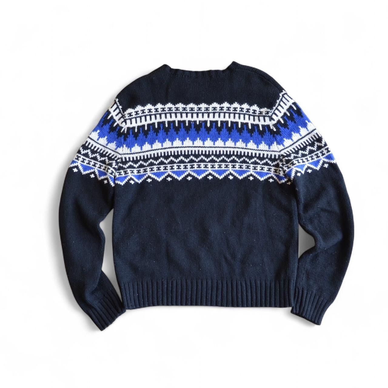 Polo Ralph Lauren Polo Ralph Lauren L black blue fair isle crewneck sweater Size US L / EU 52-54 / 3 - 5 Thumbnail