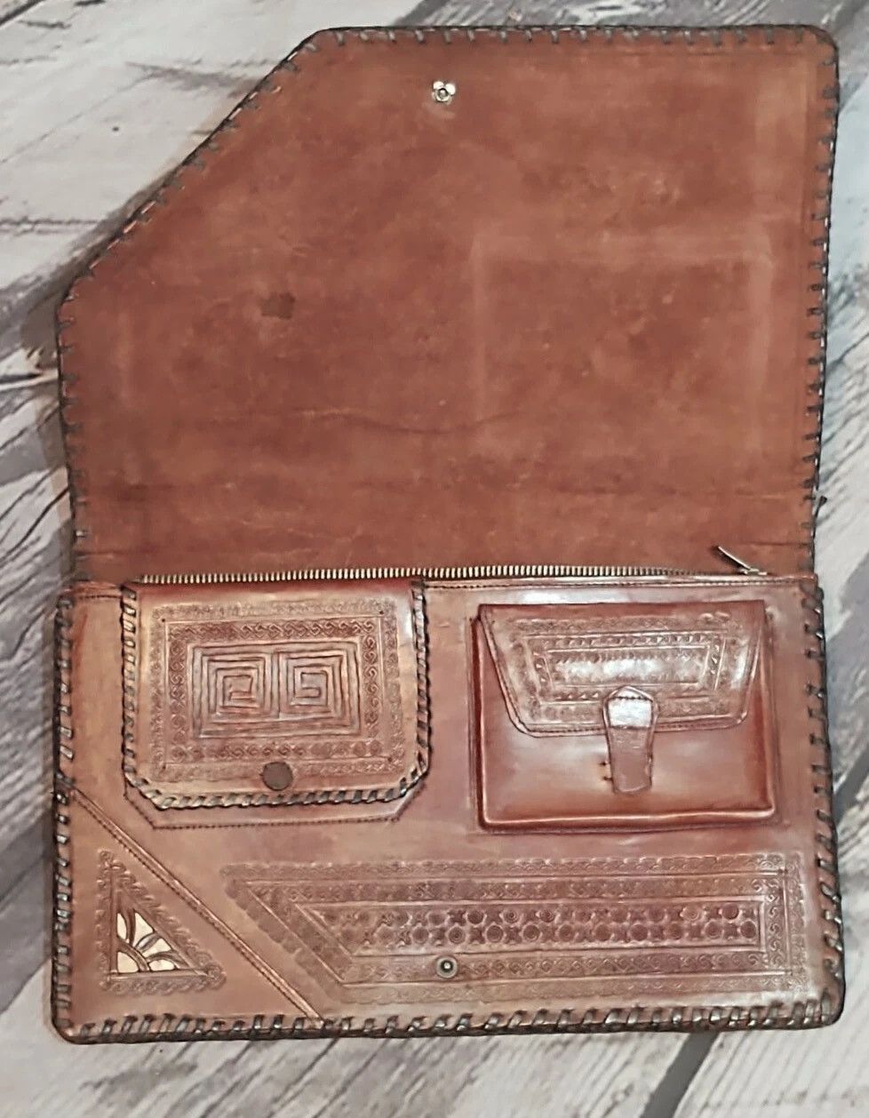 Other HANDMADE CARVED BROWN LEATHER MEXICO HANDBAG PURSE Size ONE SIZE - 1 Thumbnail