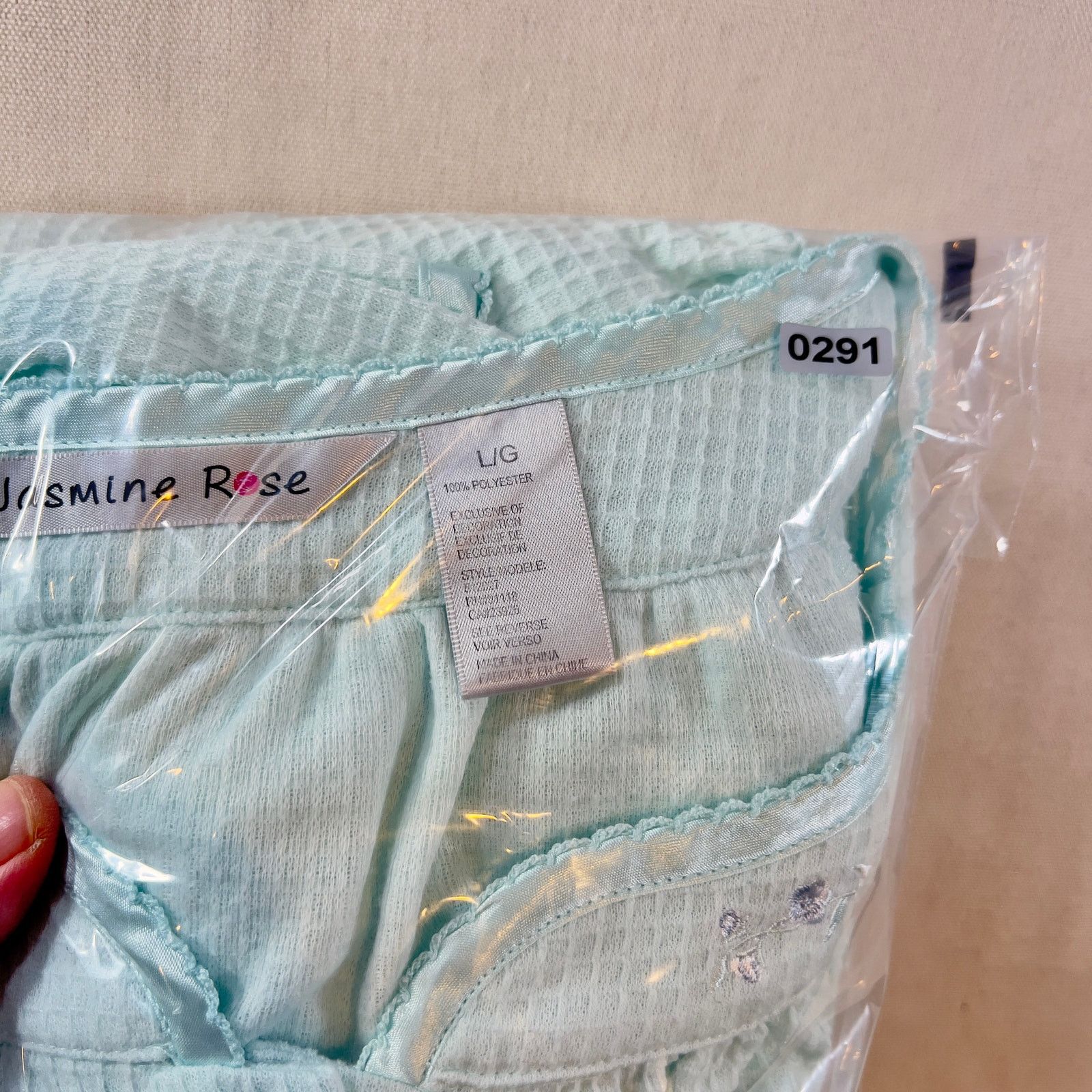 Other Jasmine Rose Woman L Waffle Weave Robe Embroidery Lite Blue Size ONE SIZE - 13 Thumbnail