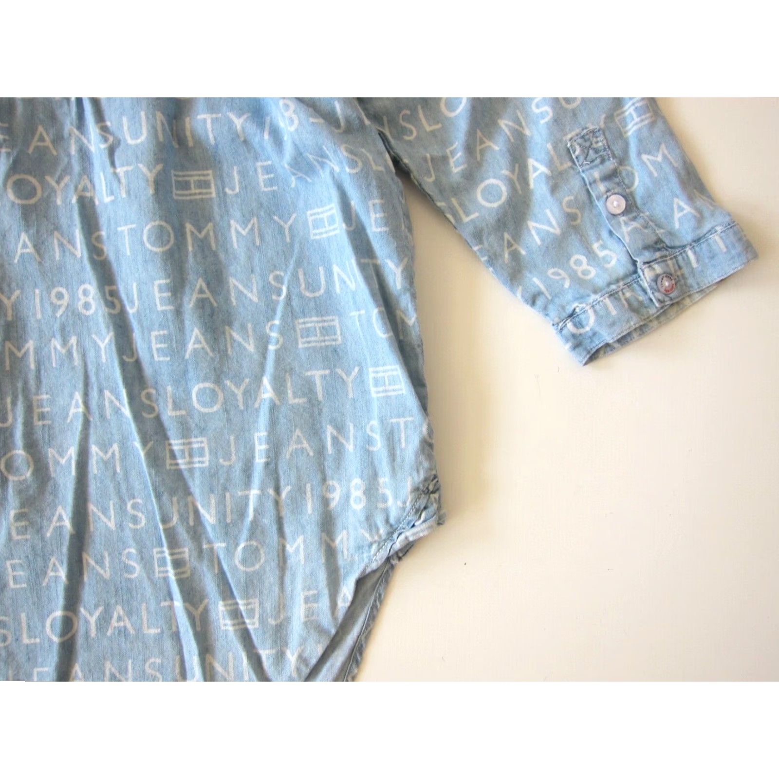 Tommy Hilfiger Vtg Tommy Hilfiger Jeans Distressed Cotton Button Down 3/4 Sleeve Shirt S-L Size S / US 4 / IT 40 - 5 Thumbnail