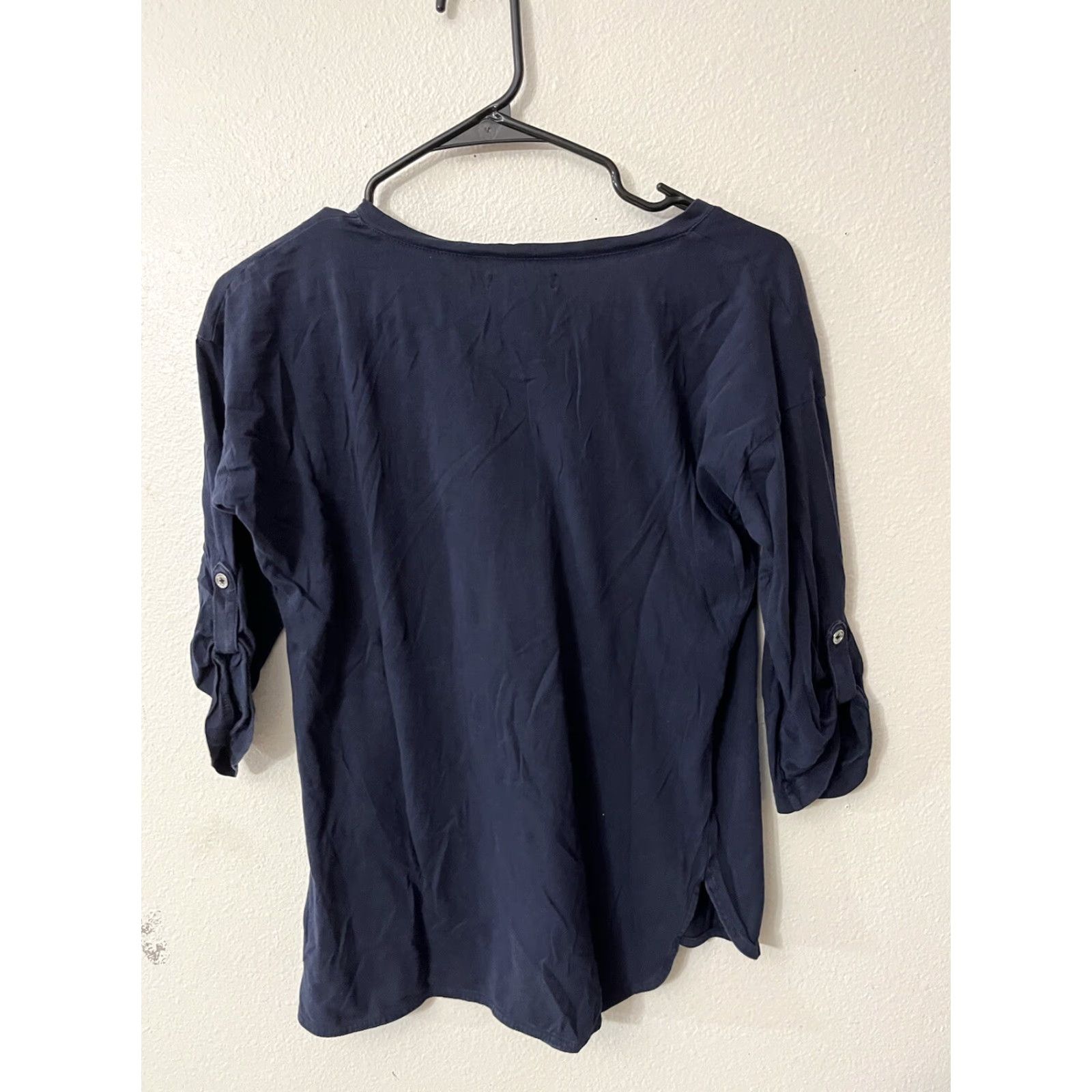 Nautica Nautica Womens 3/4 sleeve V neck blue/white striped top, size Medium Size M / US 6-8 / IT 42-44 - 2 Thumbnail