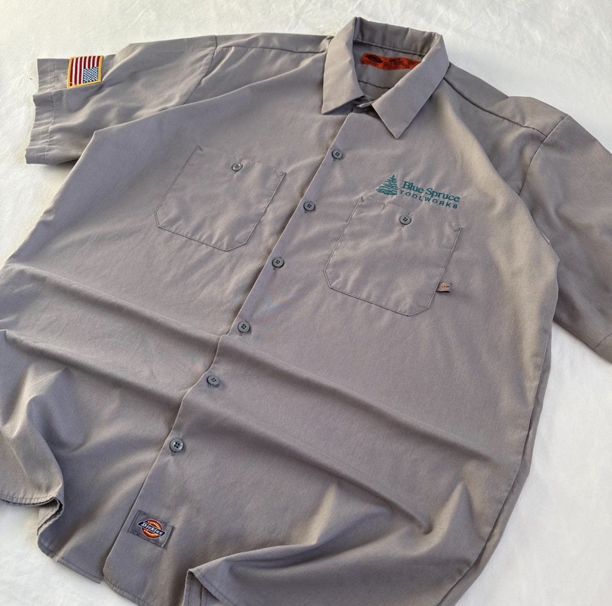 Dickies Vintage Dickies Button Up Short Sleeve Shirt Grey XL Size US XL / EU 56 / 4 - 2 Thumbnail