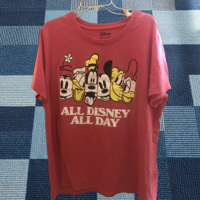 Disney All Disney All Day Womens 2X Pink Mickey Mouse Short Sleeve Shirt Top Shirt Size XXL / US 16-18 / IT 52-54 - 1 Thumbnail