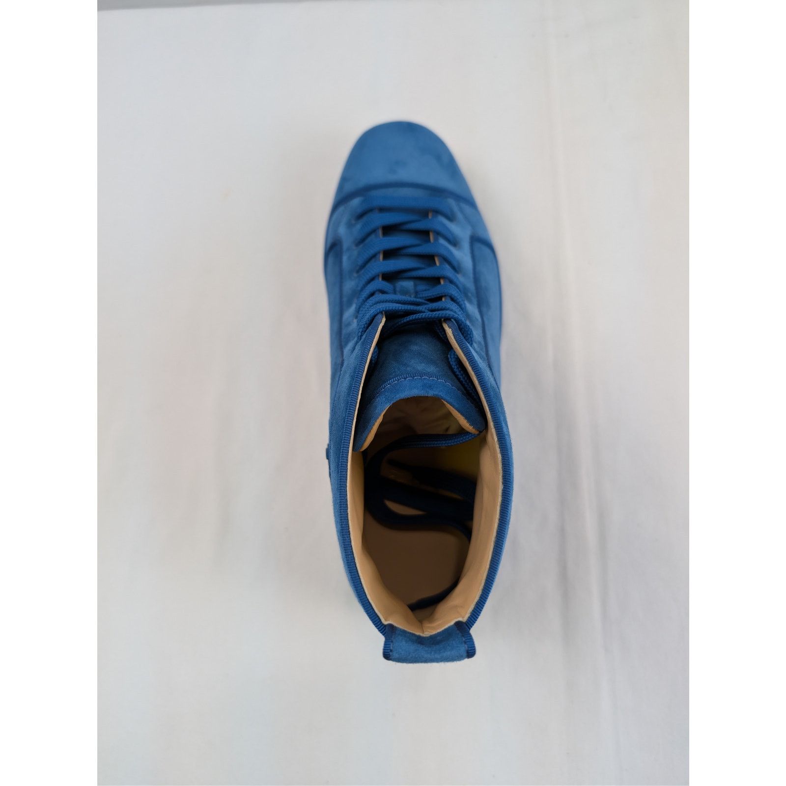 Christian Louboutin o1rshd1 Louis Orlato flat high-top sneaker in blue suede Size US 12 / EU 45 - 18 Thumbnail