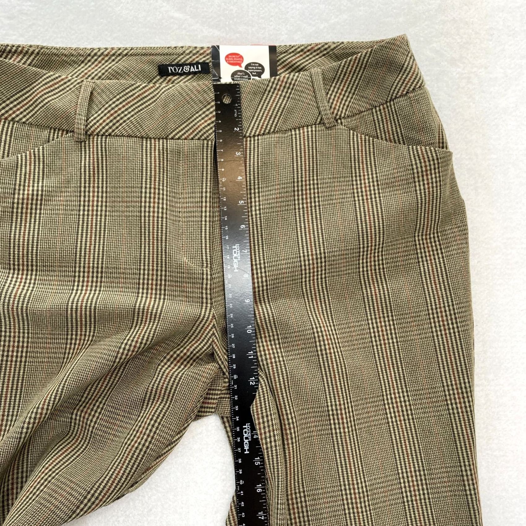 Vintage Roz & Ali Secret Agent Pants Women's 16 Brown Plaid Stretch Fabric Tummy Control Slim Wide-Leg Dress Pants Mens? No. Size 25" / US 0 / IT 36 - 7 Thumbnail