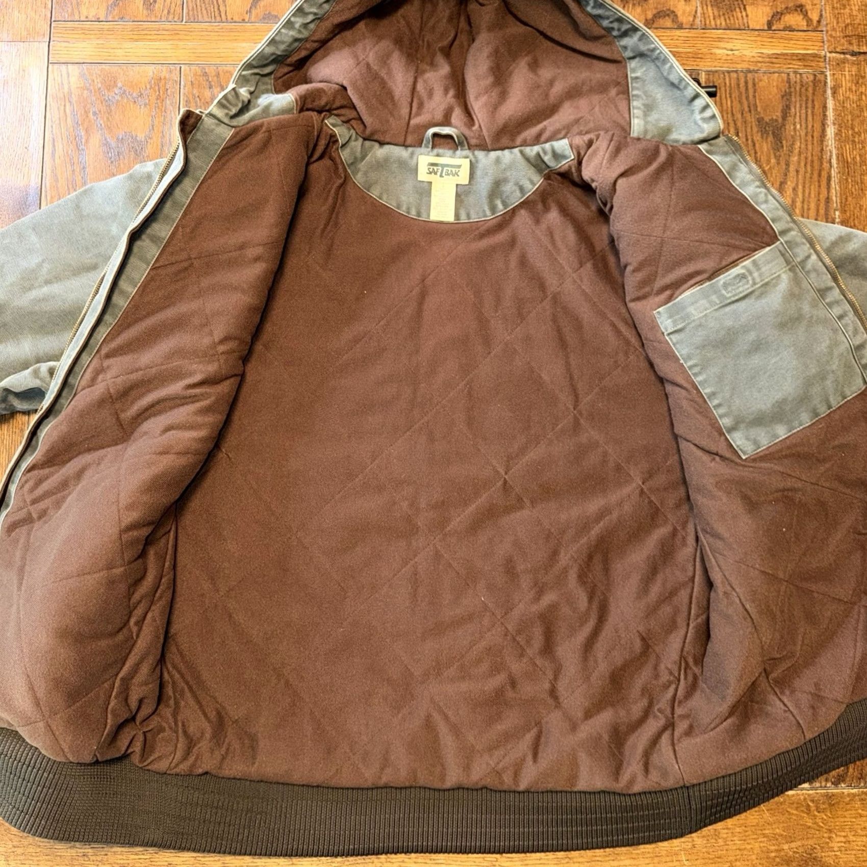 SafTbak VINTAGE SafTbak Mens Large Fleece Quilted Lined Hooded Canvas Cotton Barn Jacket Size US L / EU 52-54 / 3 - 5 Thumbnail