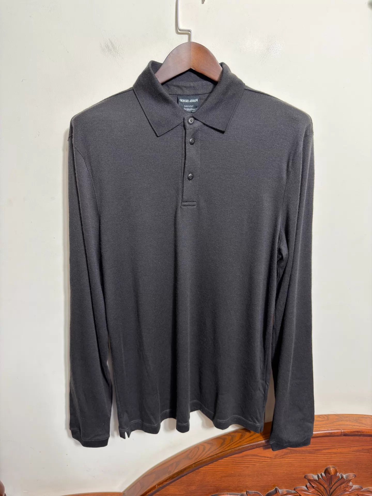 Giorgio Armani Black Long Sleeve Polo Shirt Size US XL / EU 56 / 4 - 1 Thumbnail