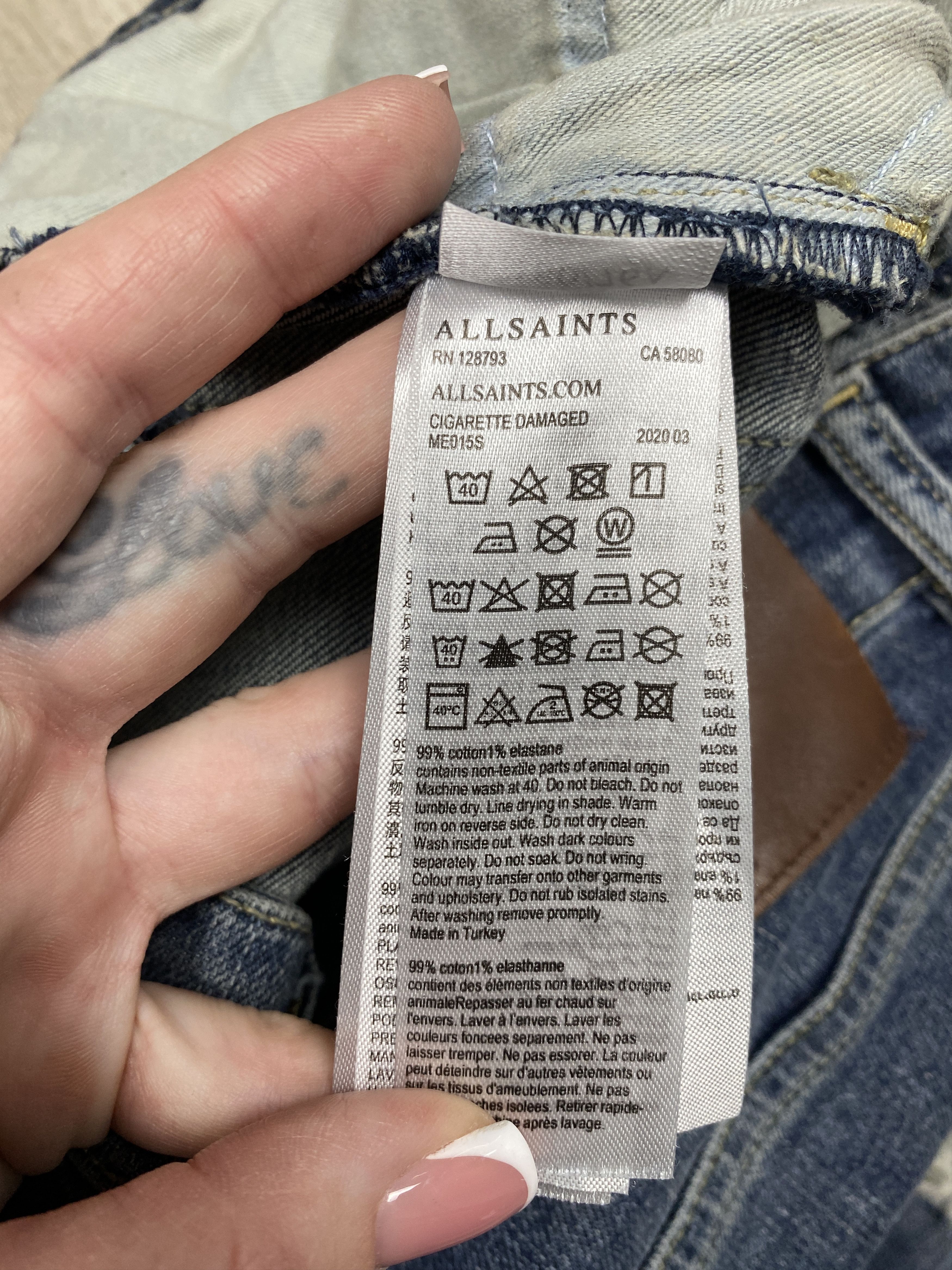 Allsaints Allsaints Damaged Cigarette Mens Denim Pants Jeans Size US 30 / EU 46 - 6 Thumbnail