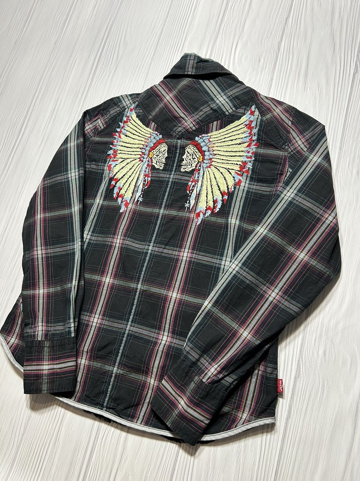 Levi's Levis Indian Skull Check Plaid Shirt Overshirt Size US M / EU 48-50 / 2 - 2 Thumbnail