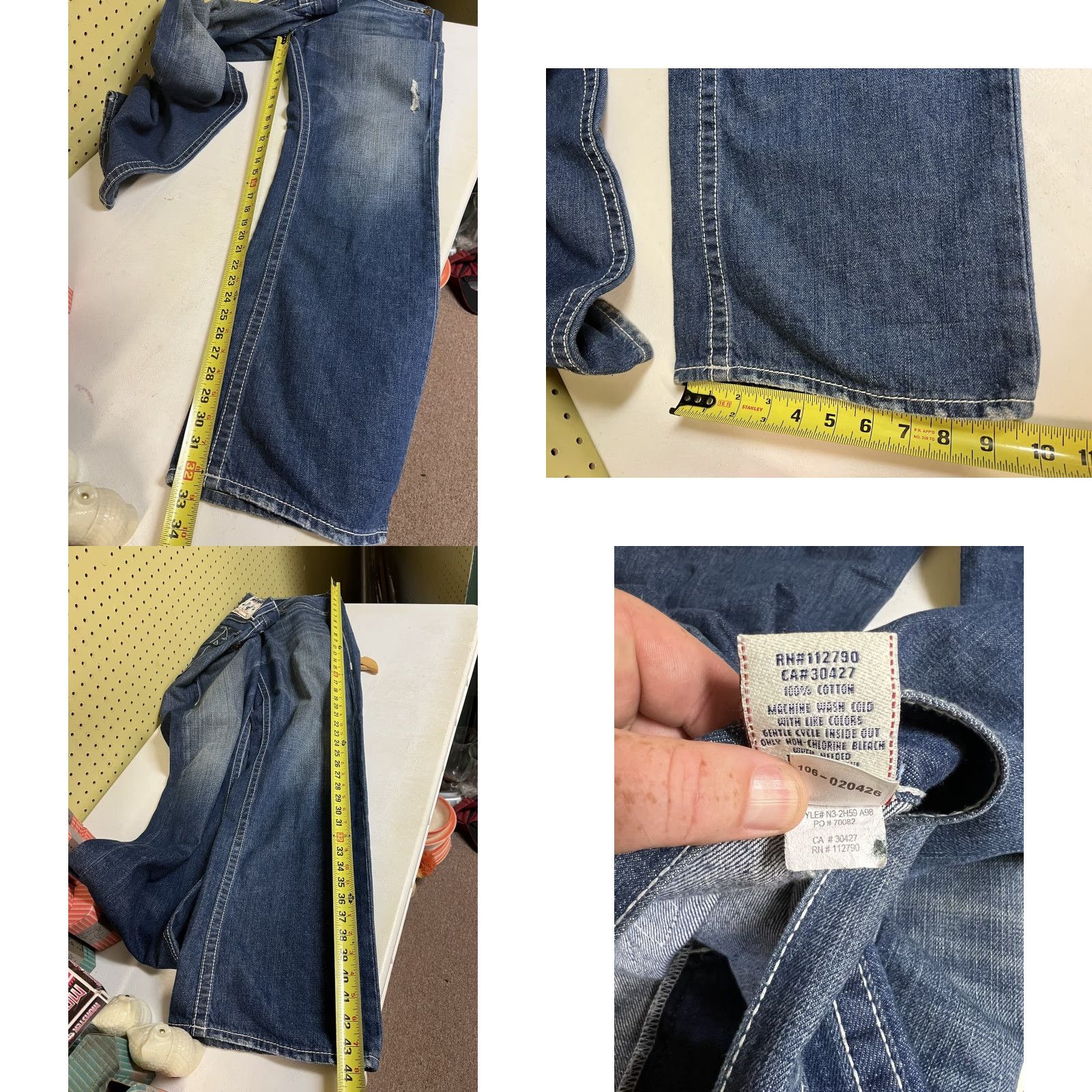 True Religion VINTAGE True Religion Jeans Billy Straight Leg 37x33 Blue Denim 5-Pocket Design Men Size US 37 - 8 Thumbnail