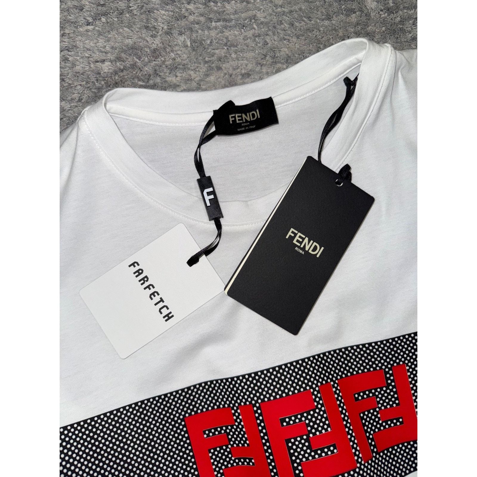 Fendi Fendi White Black Mesh Short Sleeve Cotton T-Shirt Medium M Size US M / EU 48-50 / 2 - 7 Thumbnail