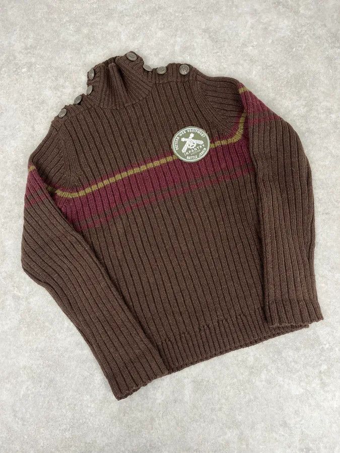 Dolce & Gabbana AW2006 Dolce & Gabbana Brown Wool Buttoned Military Naval Wool Sweater Size US M / EU 48-50 / 2 - 4 Thumbnail