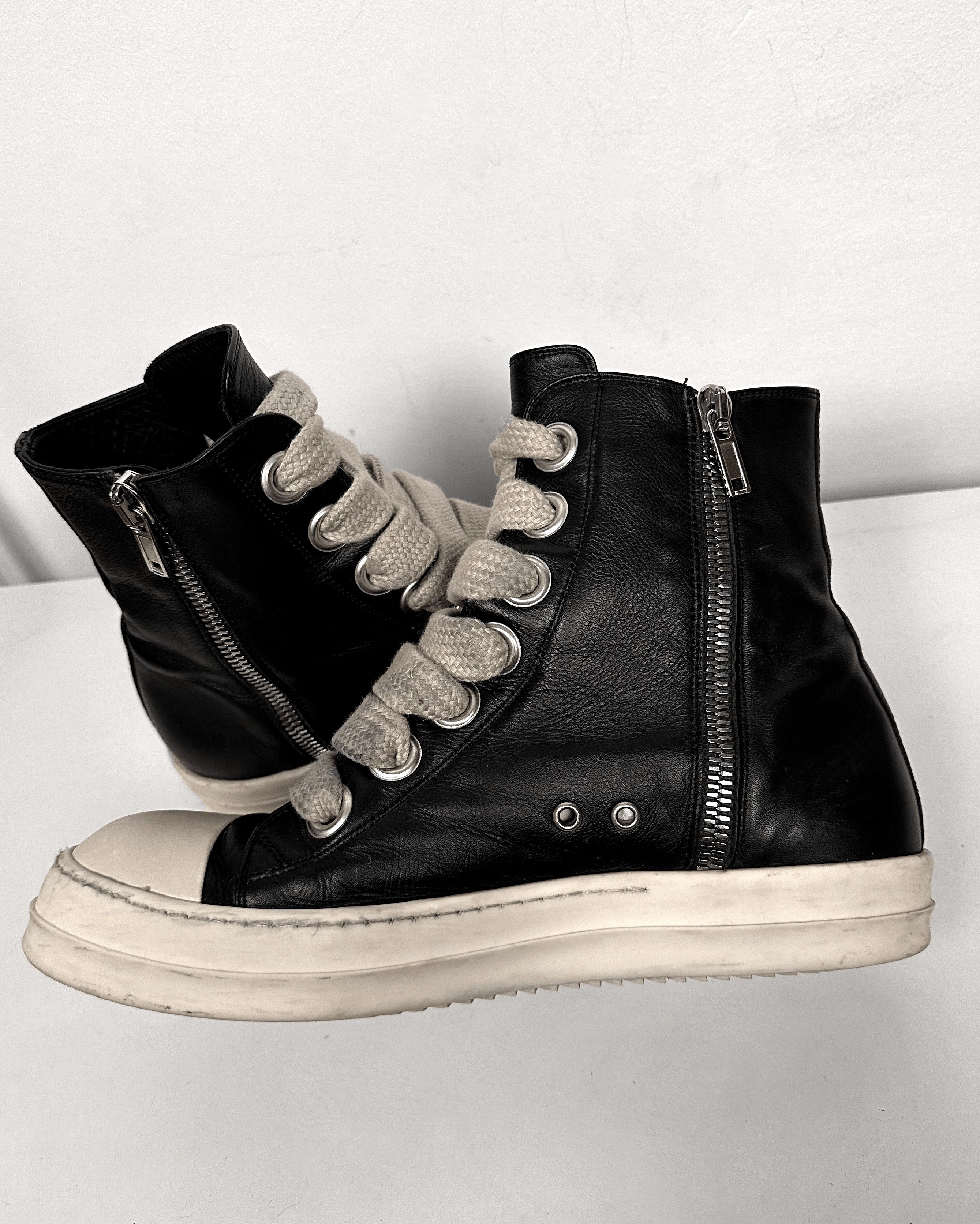 Rick Owens Rick Owens Leather Black Jumbo Lace Ramones Size US 11.5 / EU 44-45 - 7 Thumbnail