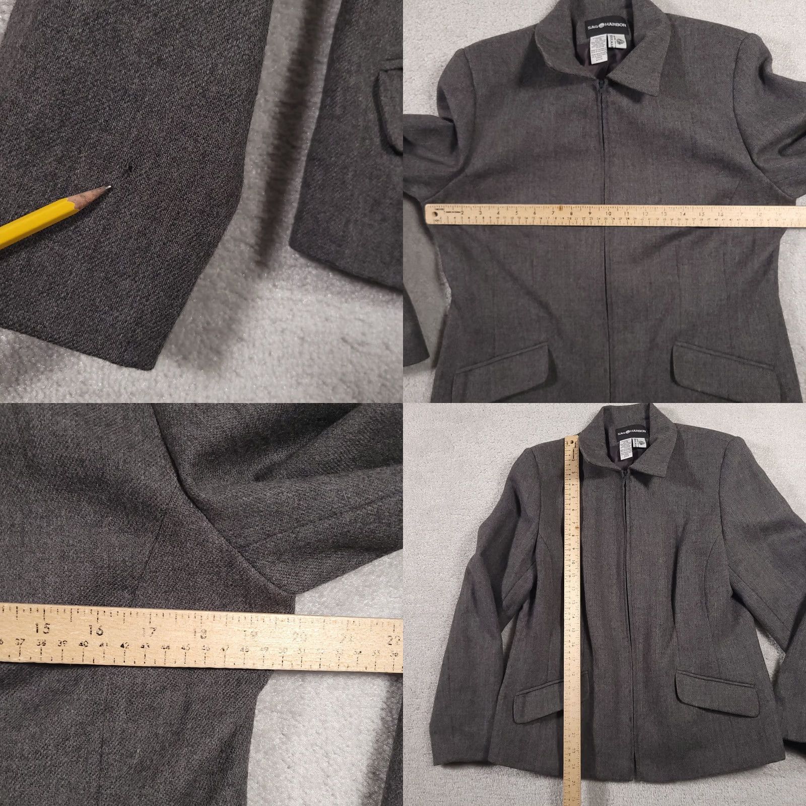 Vintage VINTAGE Sag Harbor 100% Wool Blazer Jacket Women's 10 Gray Full Zip Front Lined Blazer Jacket Women's 10 Gray Full Zip Front Lined Size L / US 10 / IT 46 - 8 Thumbnail