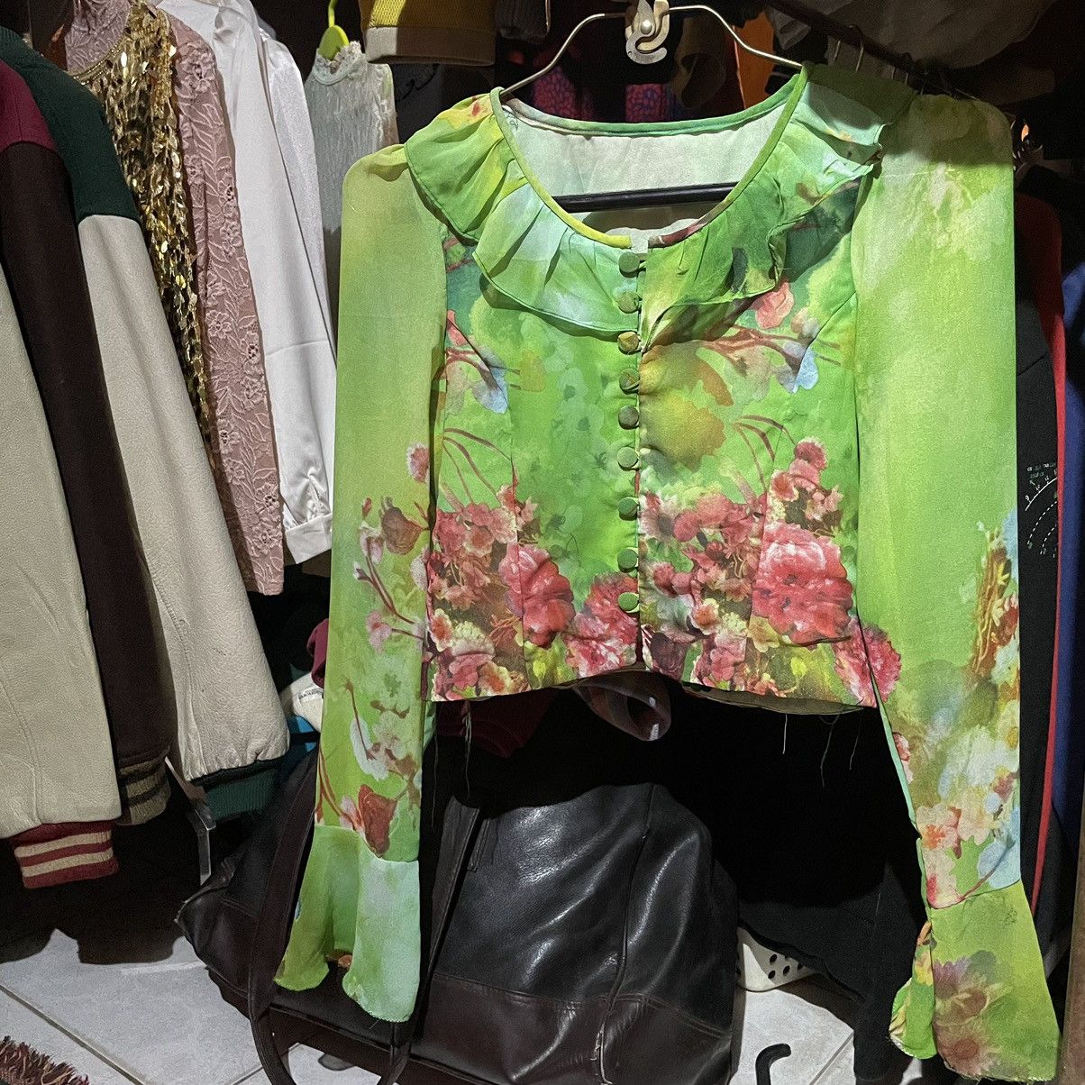 20471120 × Japanese Brand × Vintage Japanese Psychedelic Floral Silk Crop Top Size S / US 4 / IT 40 - 8 Thumbnail