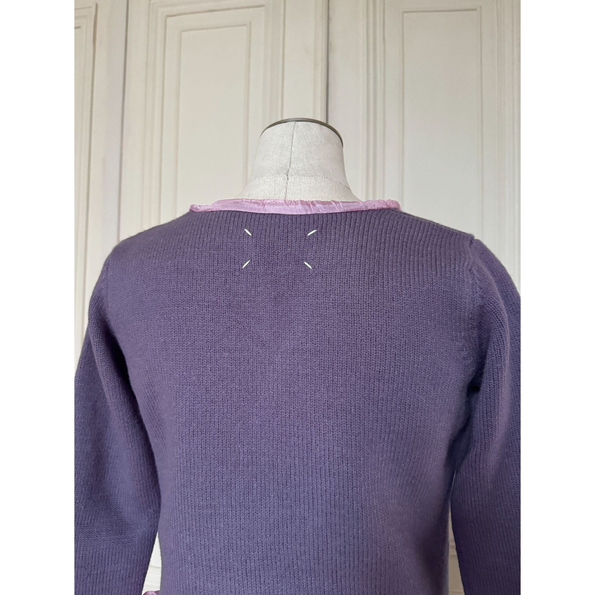 Maison Margiela Fall/Winter 1996 Pink & Purple Lined Knit Top Size L / US 10 / IT 46 - 4 Thumbnail
