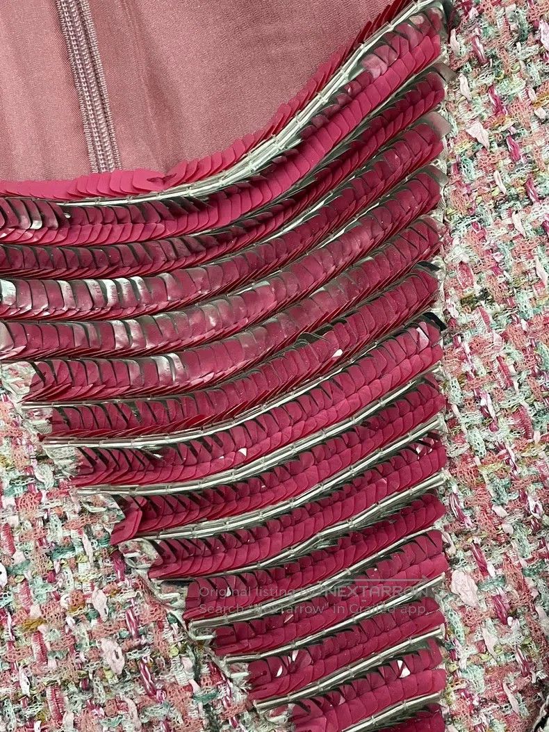 Chanel Chanel Pink tweed sequin stitching dress Size XS / US 0-2 / IT 36-38 - 6 Thumbnail