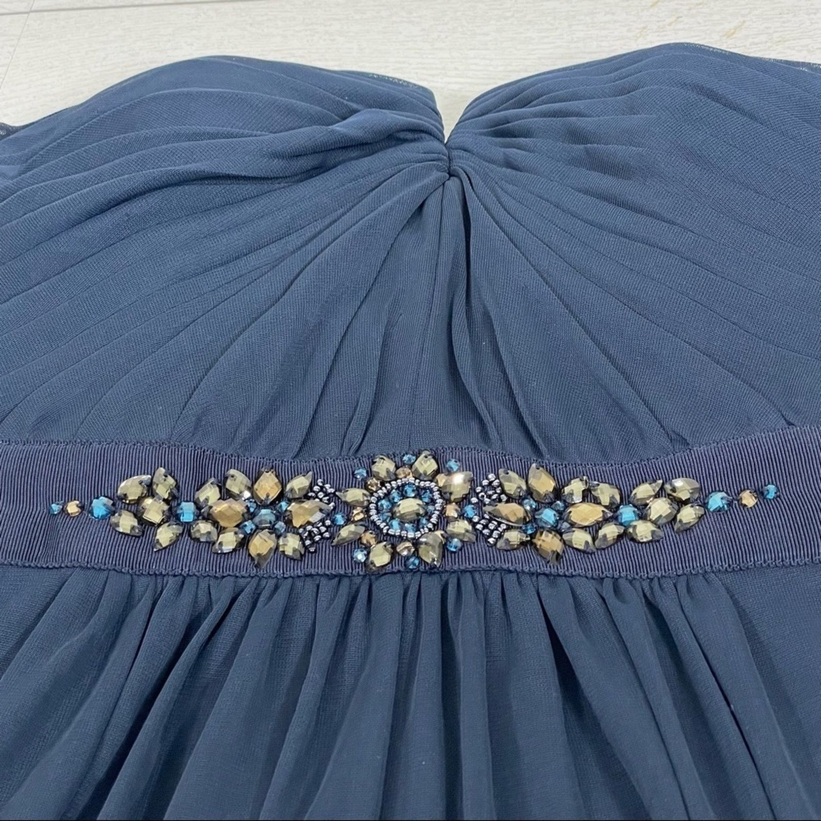 Adrianna Papell Adrianna Papell Dark Blue Embellished Waist Dress Size 6 Size M / US 6-8 / IT 42-44 - 13 Thumbnail