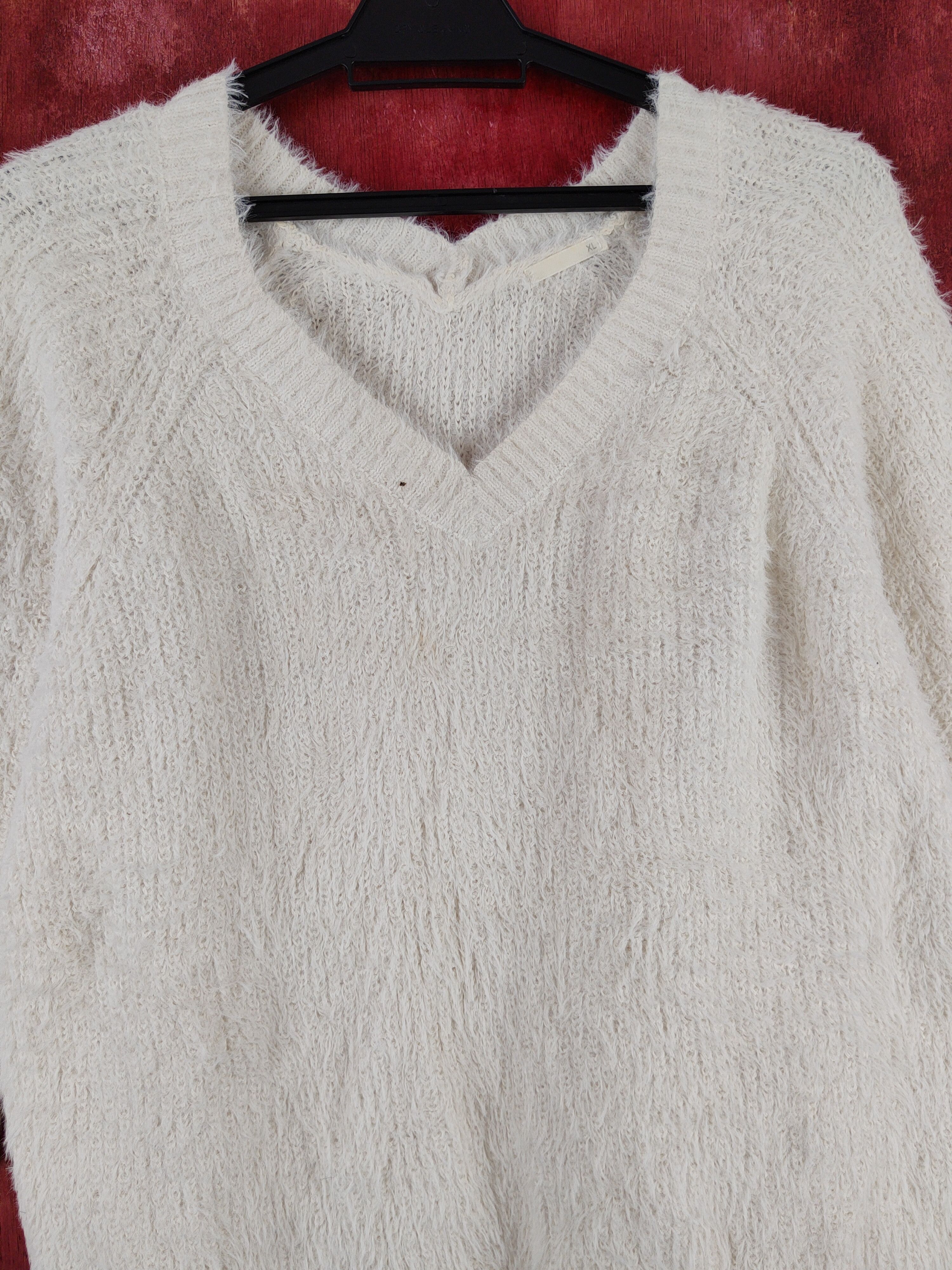 GU GU Ivory Shag Shaggy Fur Mohair Knitwear #S2003 Size L / US 10 / IT 46 - 2 Thumbnail