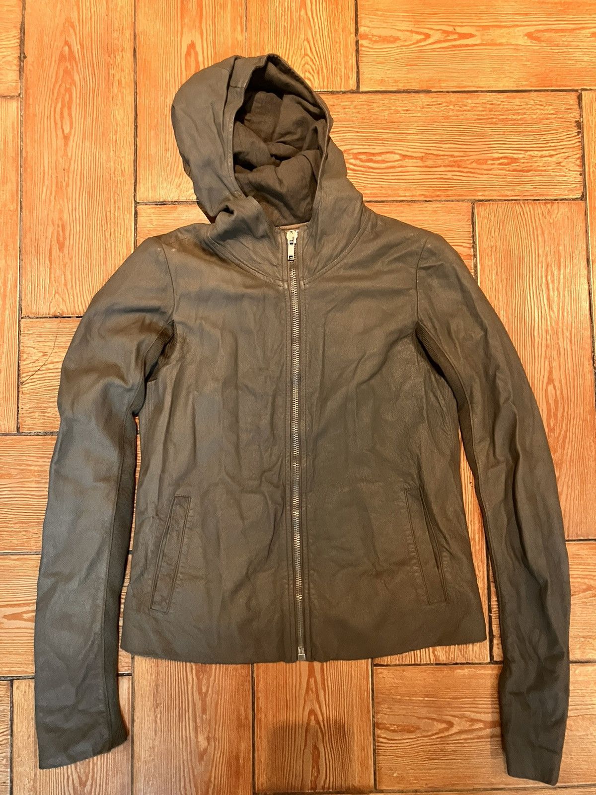 Rick Owens Dust leather Olmar+Mirta hoodie jacket Size US XS / EU 42 / 0 - 8 Thumbnail