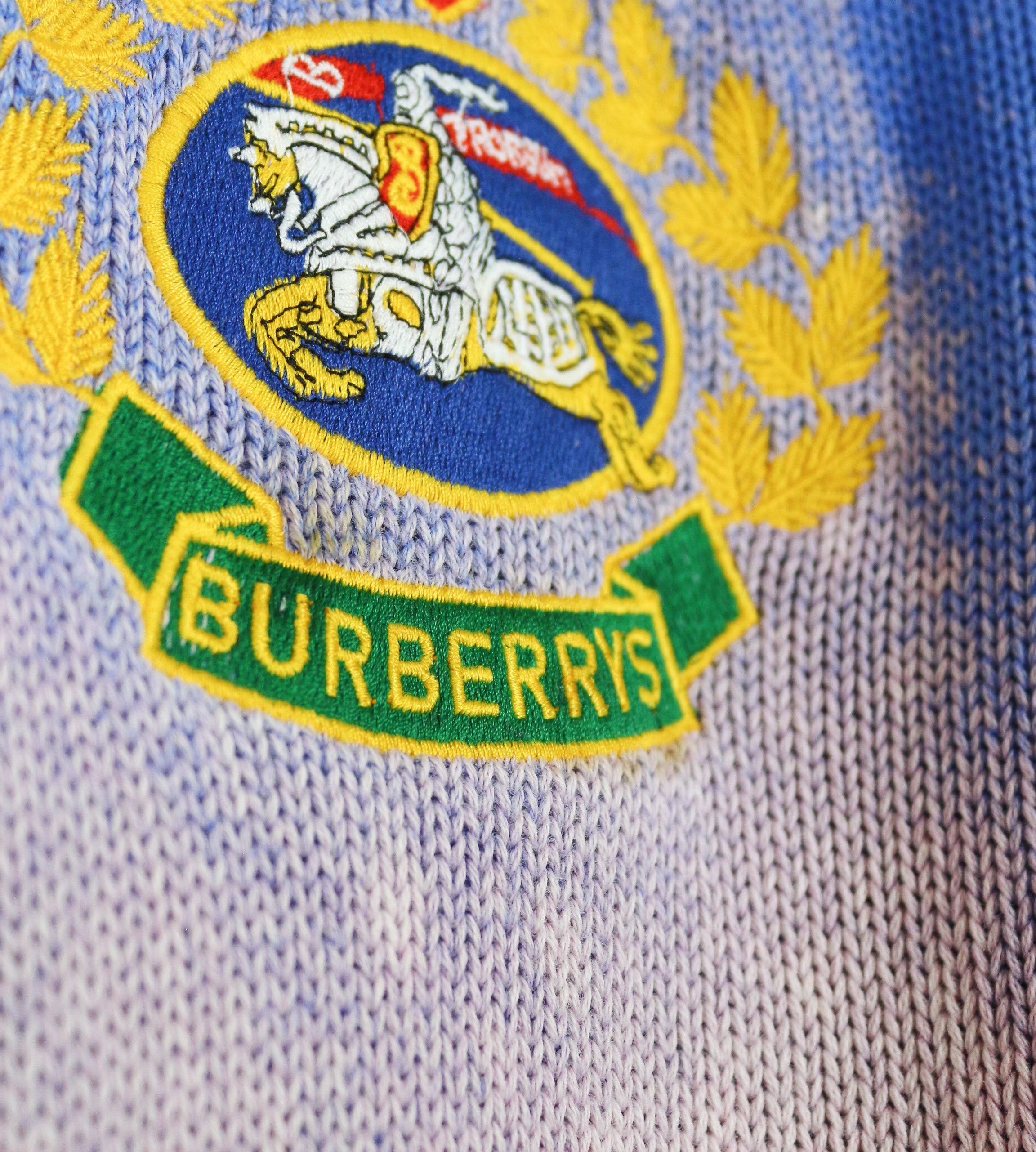 Burberry Vintage Burberry Knight Logo Acid Space Knit Cotton Sweater Size US L / EU 52-54 / 3 - 5 Thumbnail