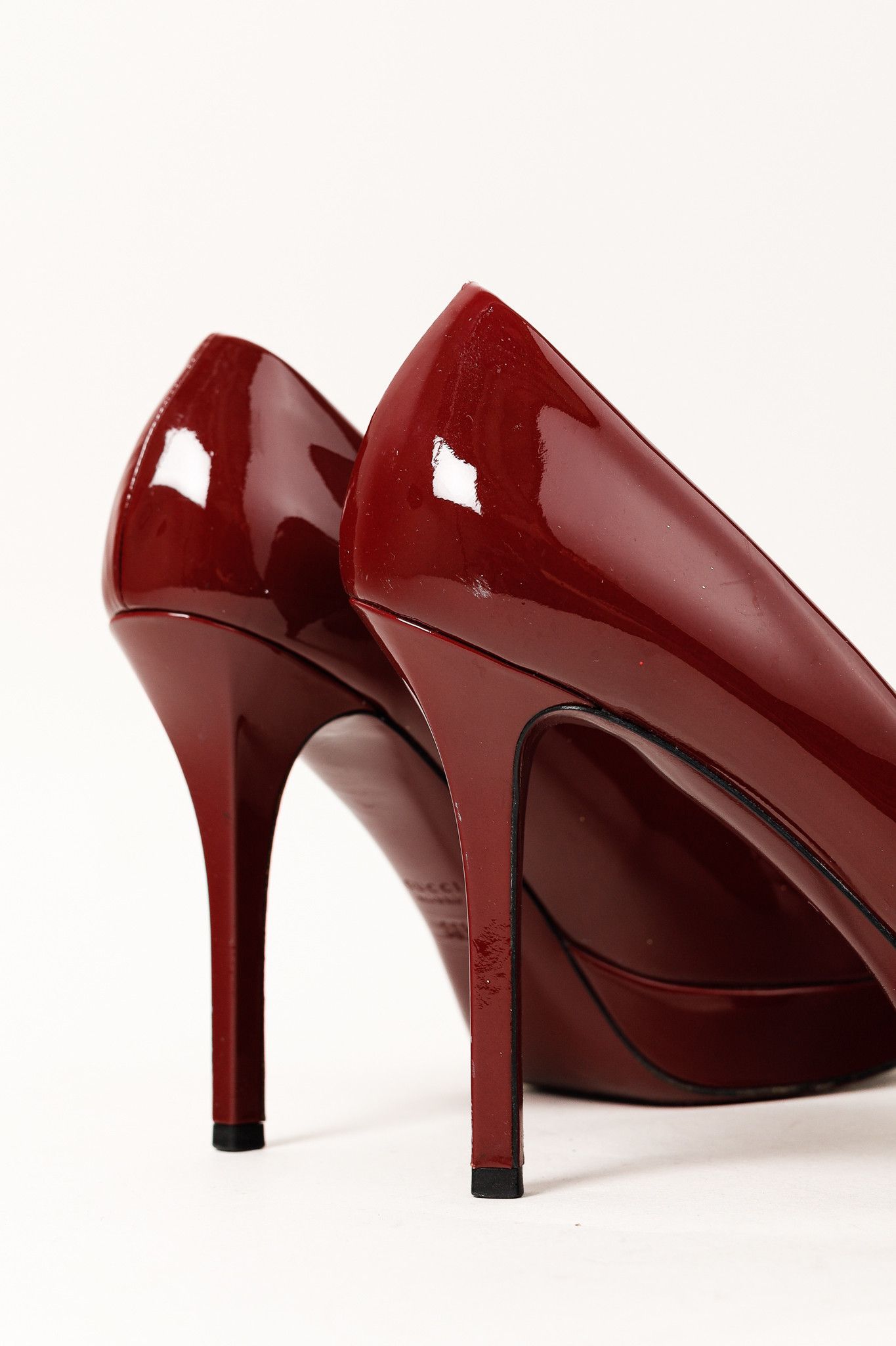 Gucci Gucci Burgundy Vernice Crystal Square-Toe Platform Pumps Size US 8 / IT 38 - 8 Thumbnail