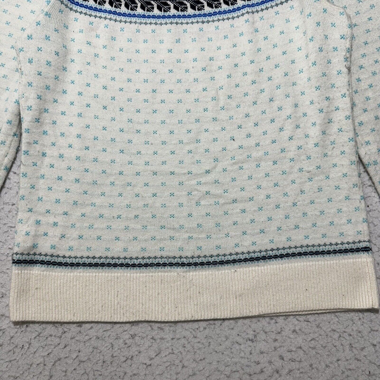 Other Talbots Large Fair Isle Lambs Wool Sweater White Blue Size L / US 10 / IT 46 - 11 Thumbnail