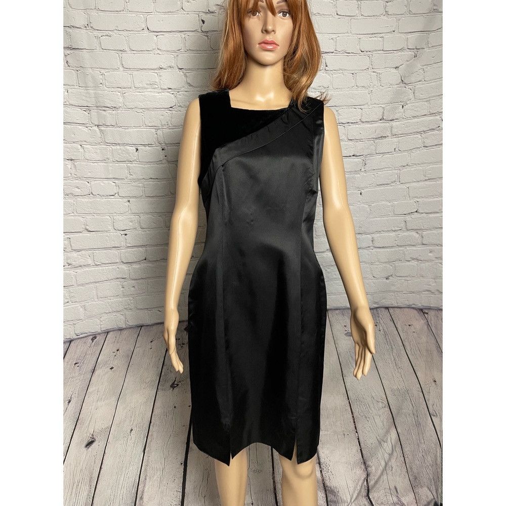 Vera Wang Vera Wang Lavender Label Sheath Silk Velvet Satin Black Dre Size L / US 10 / IT 46 - 1 Thumbnail