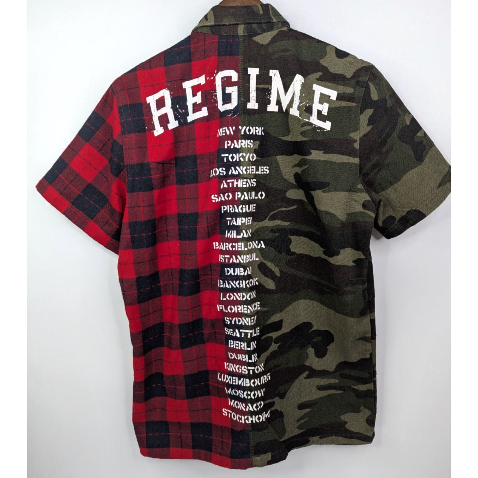 Vintage Civil Regime Shirt Men’s Medium The Rebel Tour Buffalo Plaid Camo Split Button Short Sleeve Shirt Size US M / EU 48-50 / 2 - 2 Thumbnail