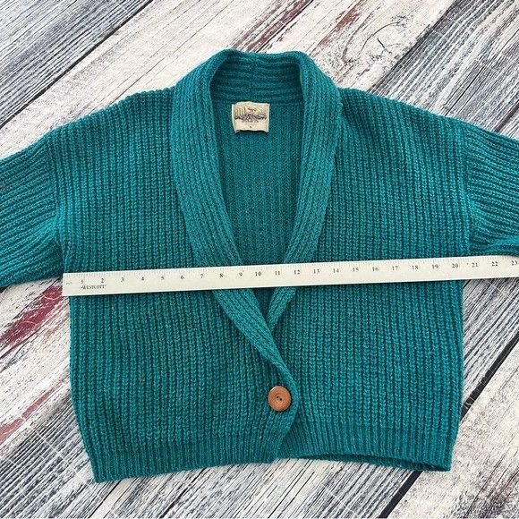 Vintage Vintage Wool “ALPS” Women's Teal Cardigan Boxy Sweater Size S / US 4 / IT 40 - 11 Thumbnail