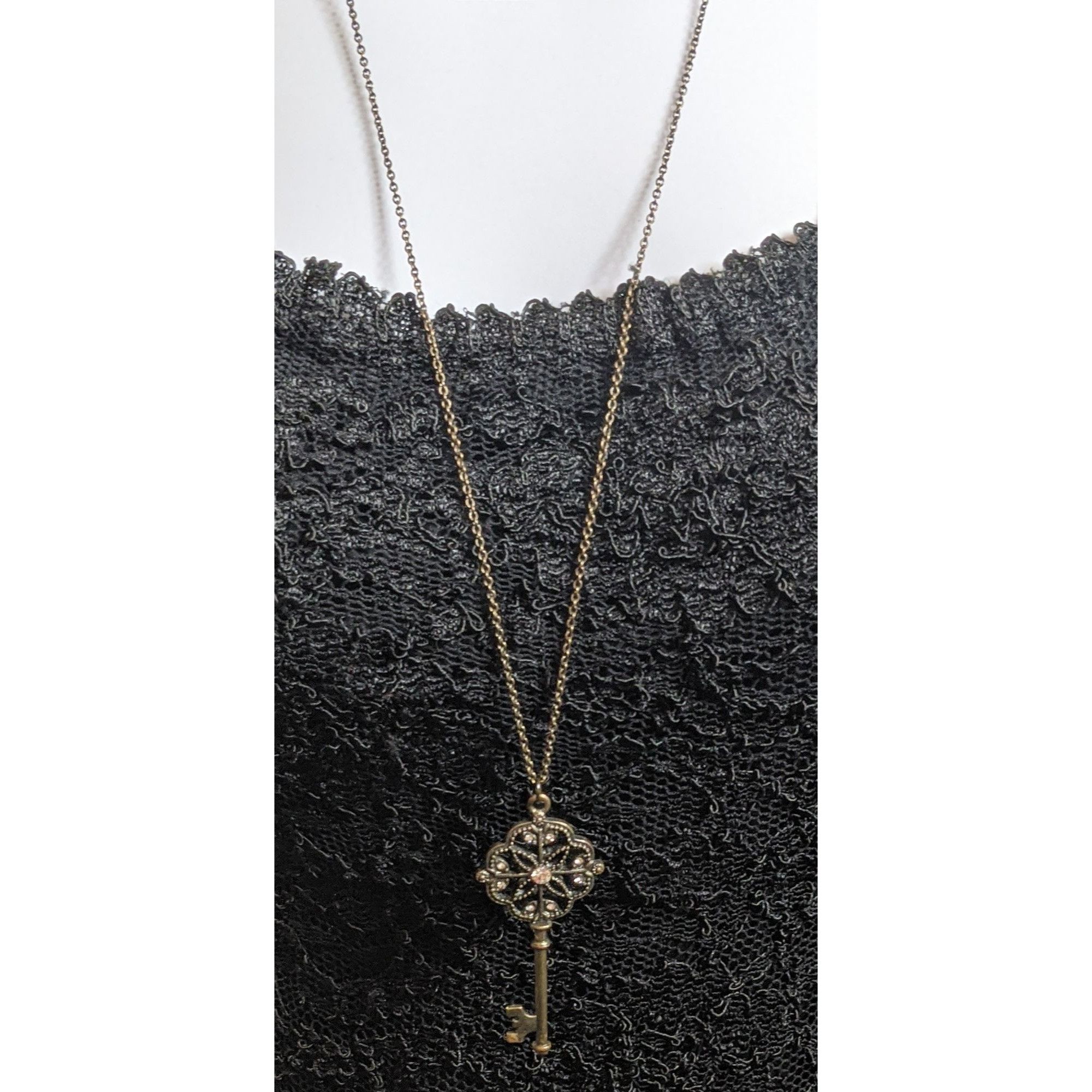 Other Vintage Steampunk Key Pendant Necklace With Rhinestones Size ONE SIZE - 3 Thumbnail