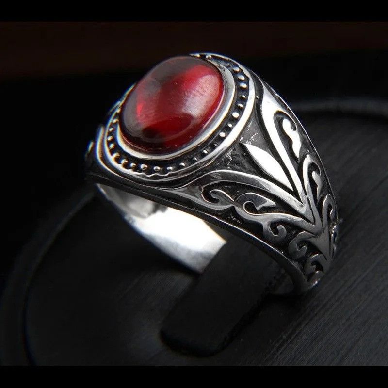 Jewelry × Vintage Retro Resin Red Flower Pattern Ring Size ONE SIZE - 3 Thumbnail