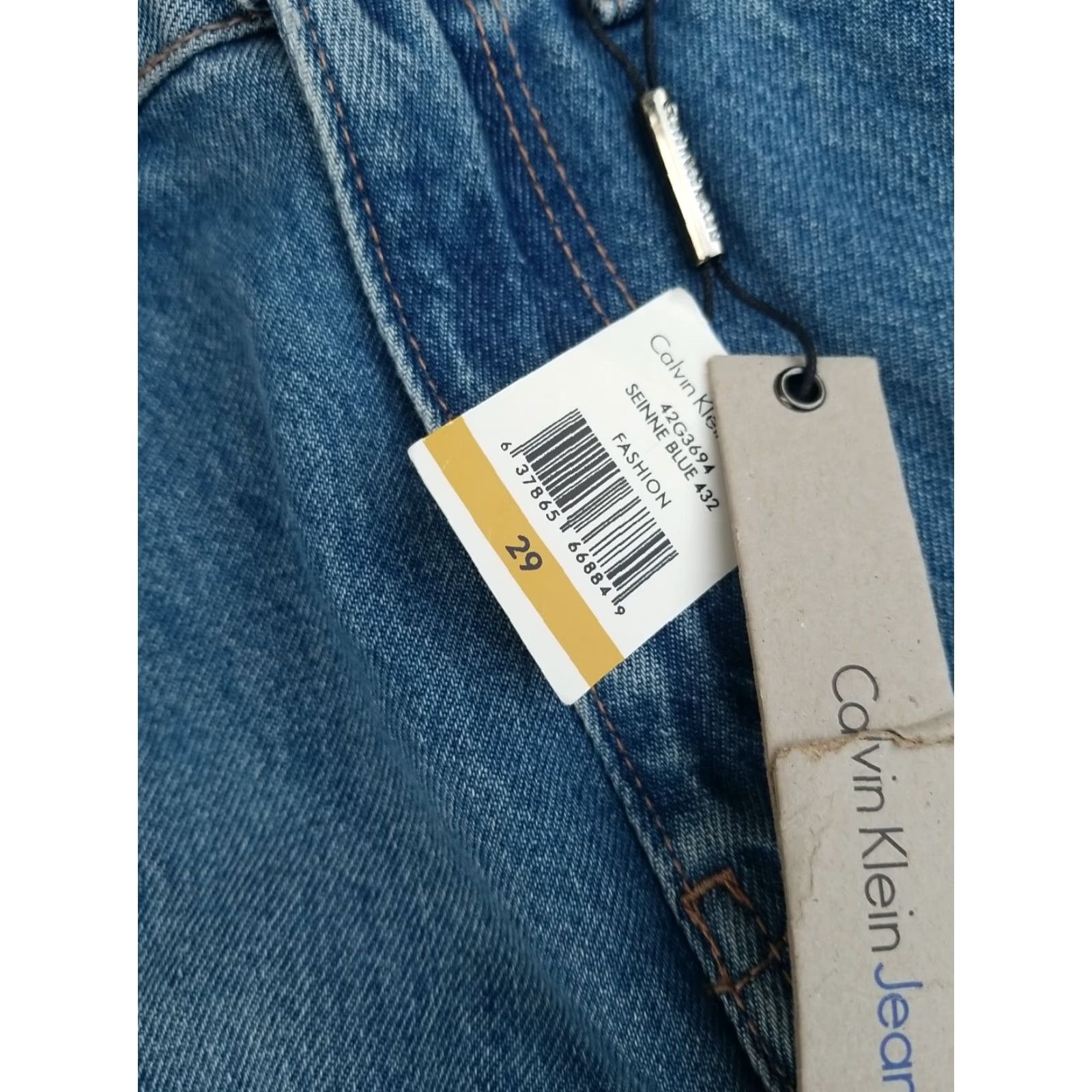 Calvin Klein Calvin Klein Jeans Womens Size 29 High Rise Straight Jeans Belted Blue Cotton Denim Regular Length Petite Size 29" - 3 Thumbnail