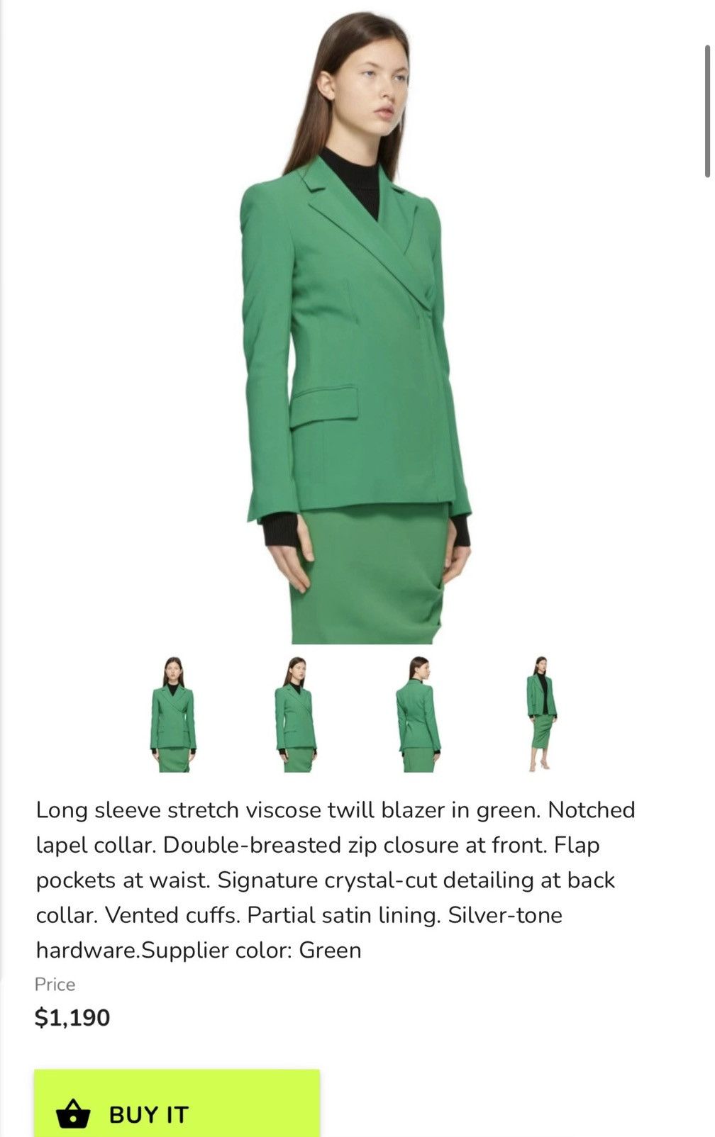 Sportmax Long Sleeve Twill Blazer - Sportmax - Green Size M / US 6-8 / IT 42-44 - 7 Thumbnail