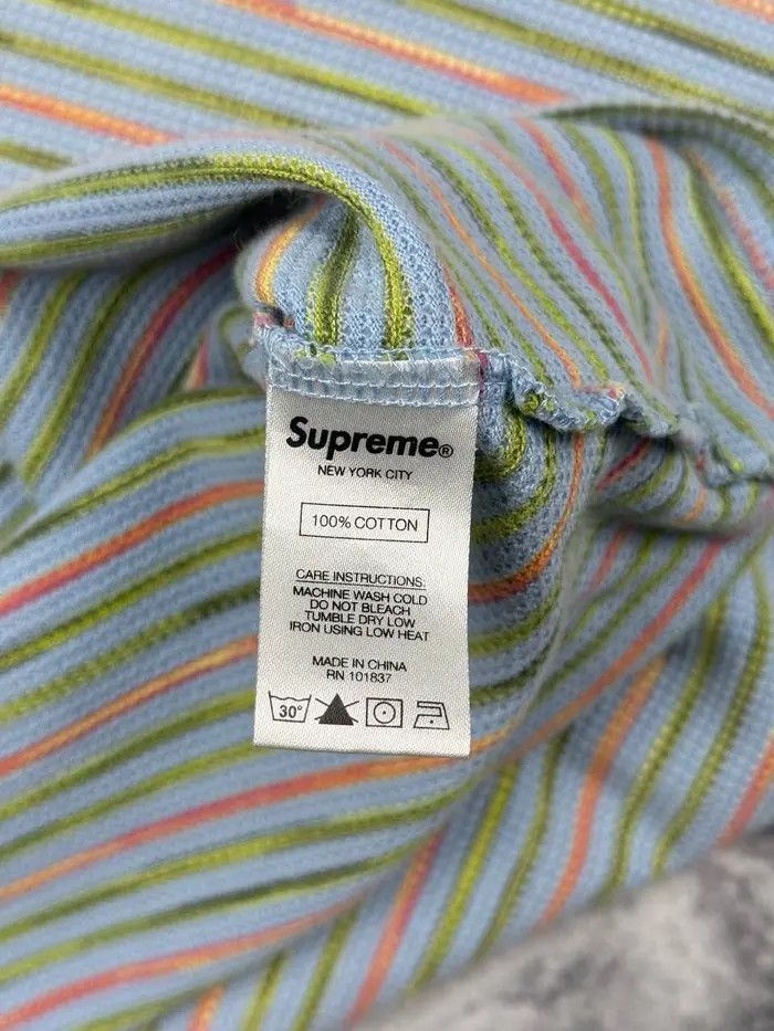 Supreme Supreme Stripe Thermal Top Short Sleeve T-Shirt Men M BLue Size US M / EU 48-50 / 2 - 2 Thumbnail