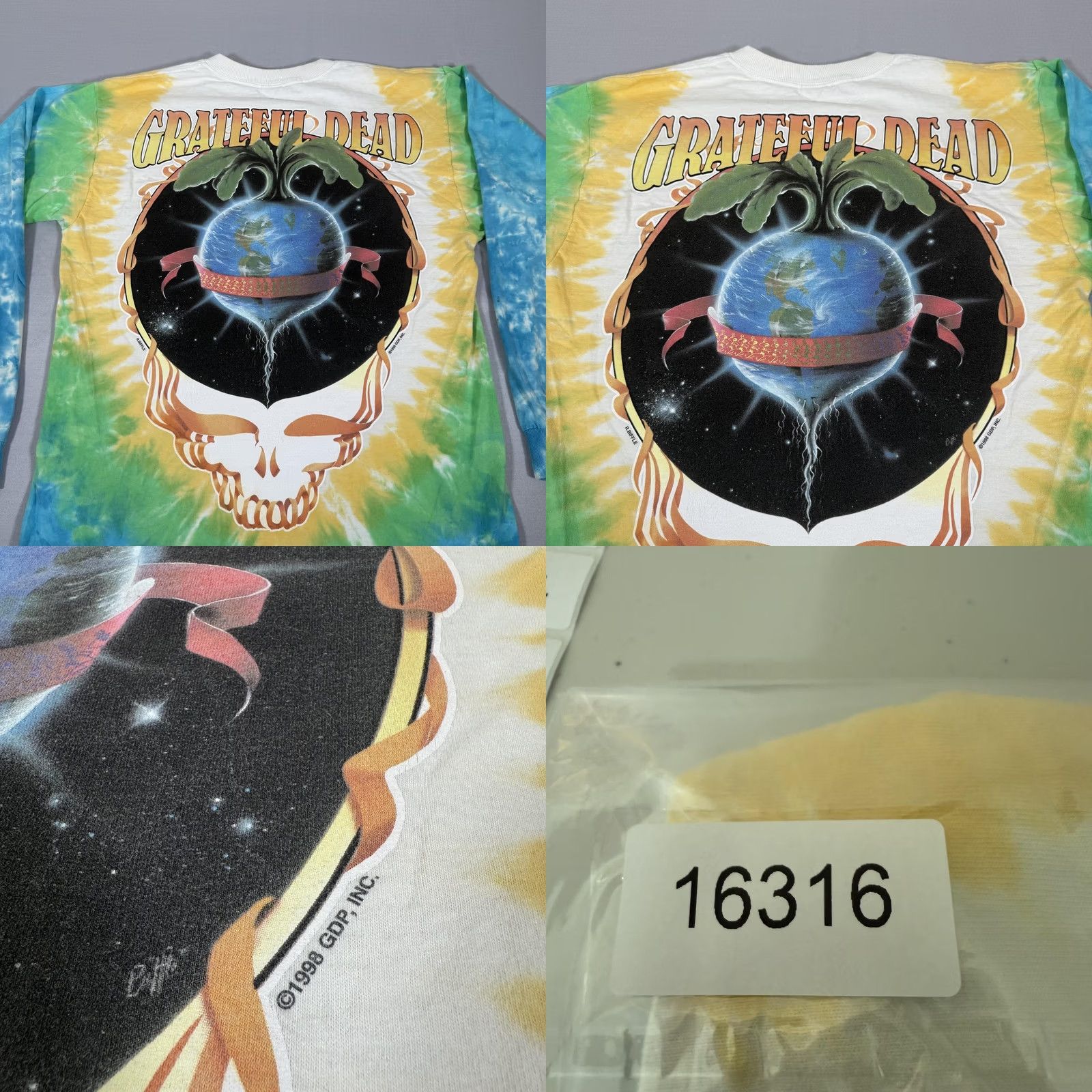 Fruit Of The Loom VINTAGE Grateful Dead Shirt Mens L Long Sleeve Tie Dye Keep It Green 1998 Size US L / EU 52-54 / 3 - 9 Thumbnail
