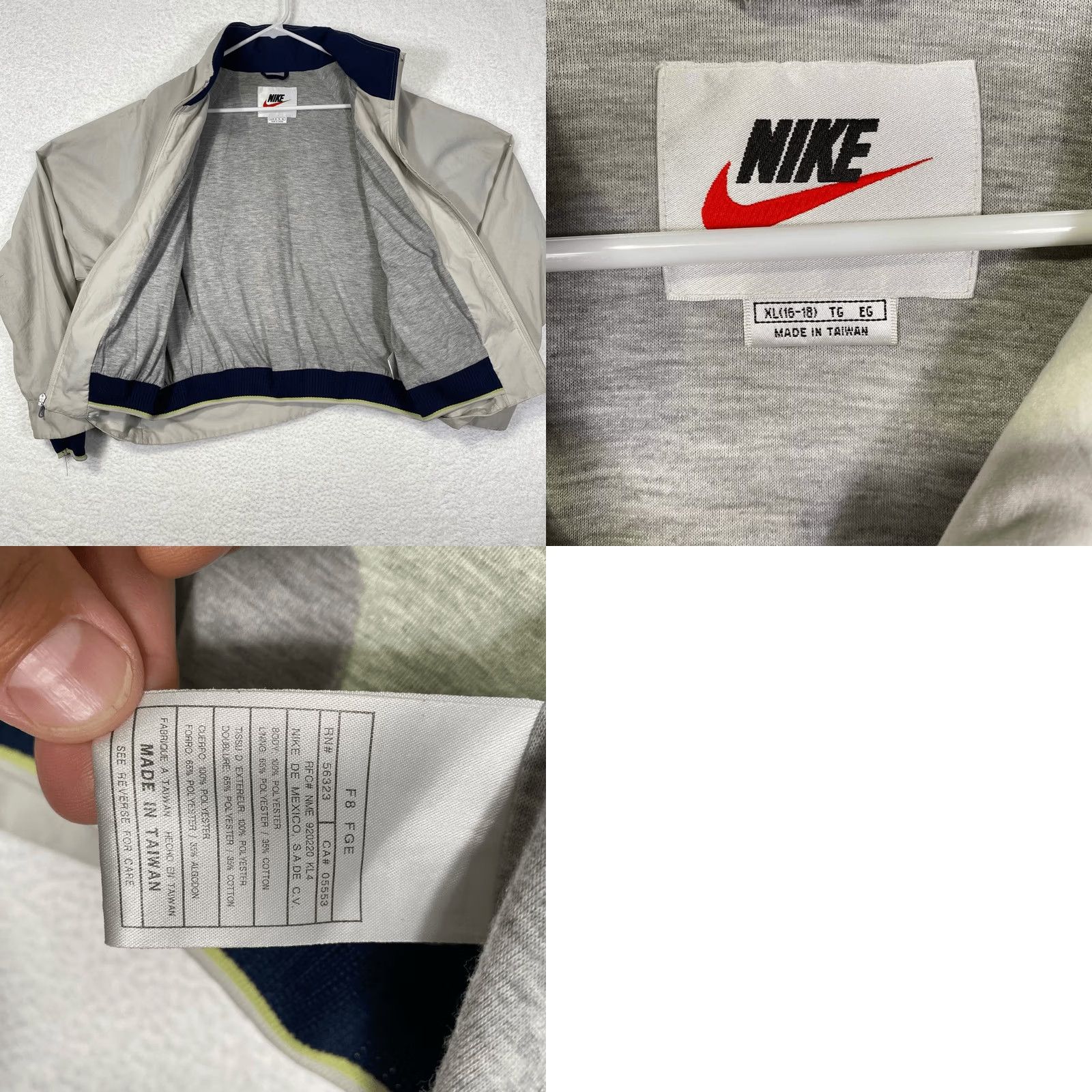 Nike VINTAGE Nike Windrunner F8 FGE Women's 90s Full Zip Hooded Track Jacket Tan XL Size XL / US 12-14 / IT 48-50 - 8 Thumbnail