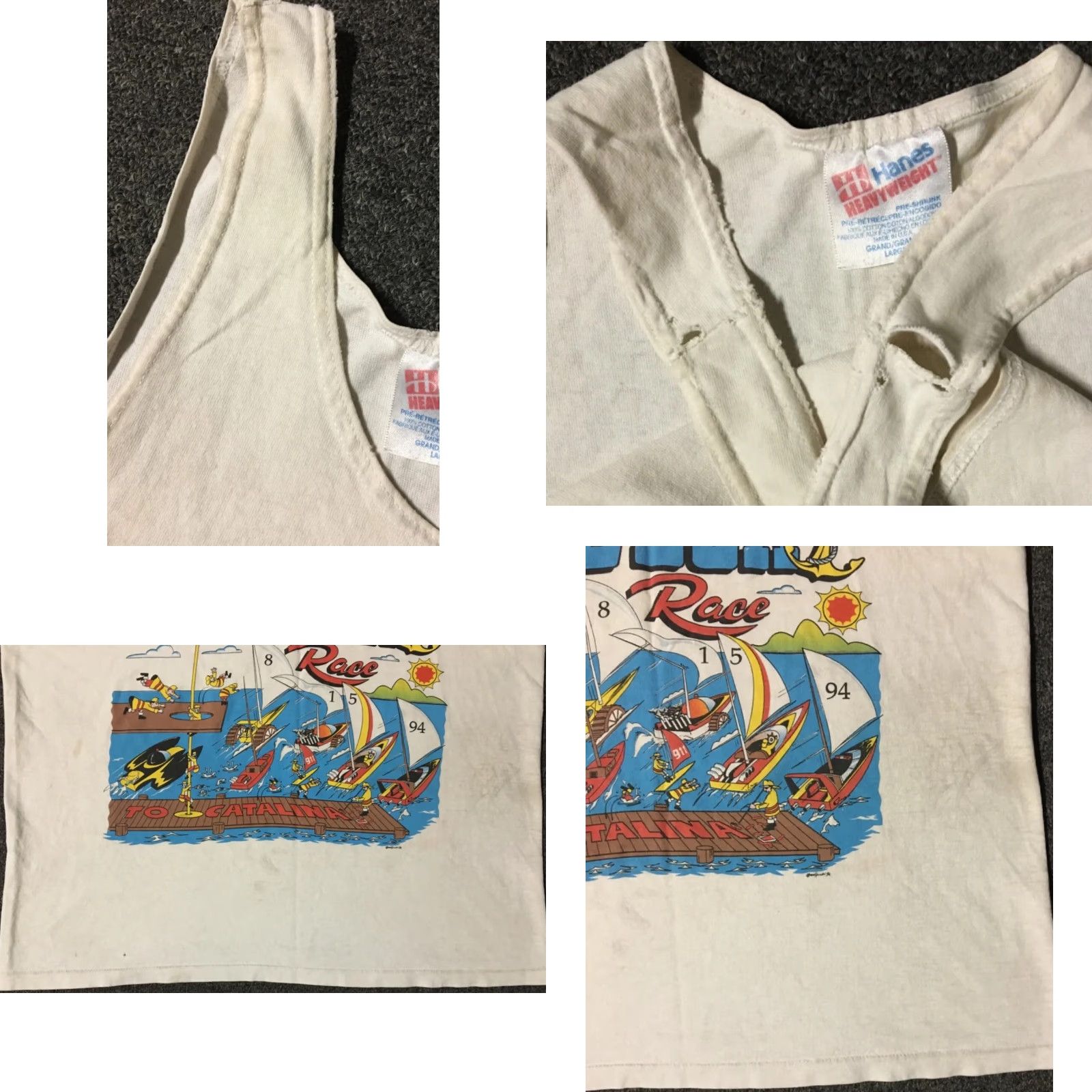 Vintage VINTAGE Fire Fighter Tank Top Shirt M White Distressed 90s Anaheim Boats Sailboat Race Boots USA Men Size US M / EU 48-50 / 2 - 9 Thumbnail