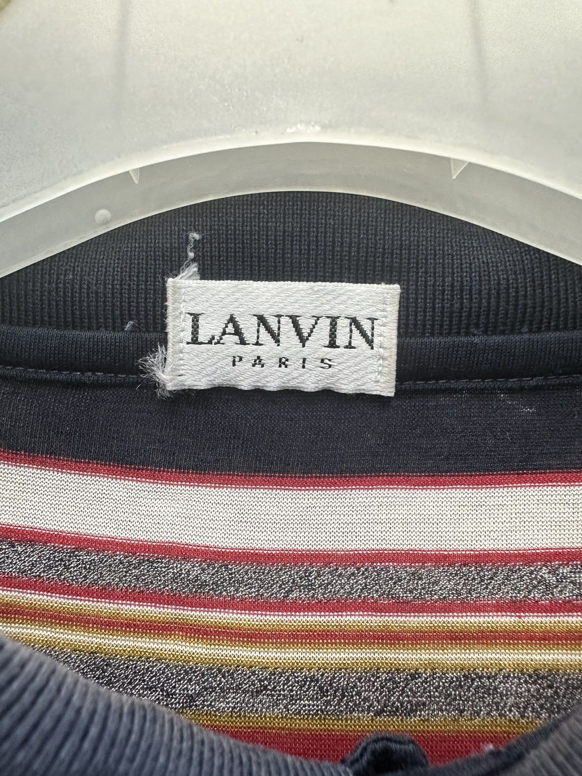 Lanvin × Vintage Vintage Lanvin Paris Single Stitch Stripe Polo Tee A229 Size US M / EU 48-50 / 2 - 9 Thumbnail