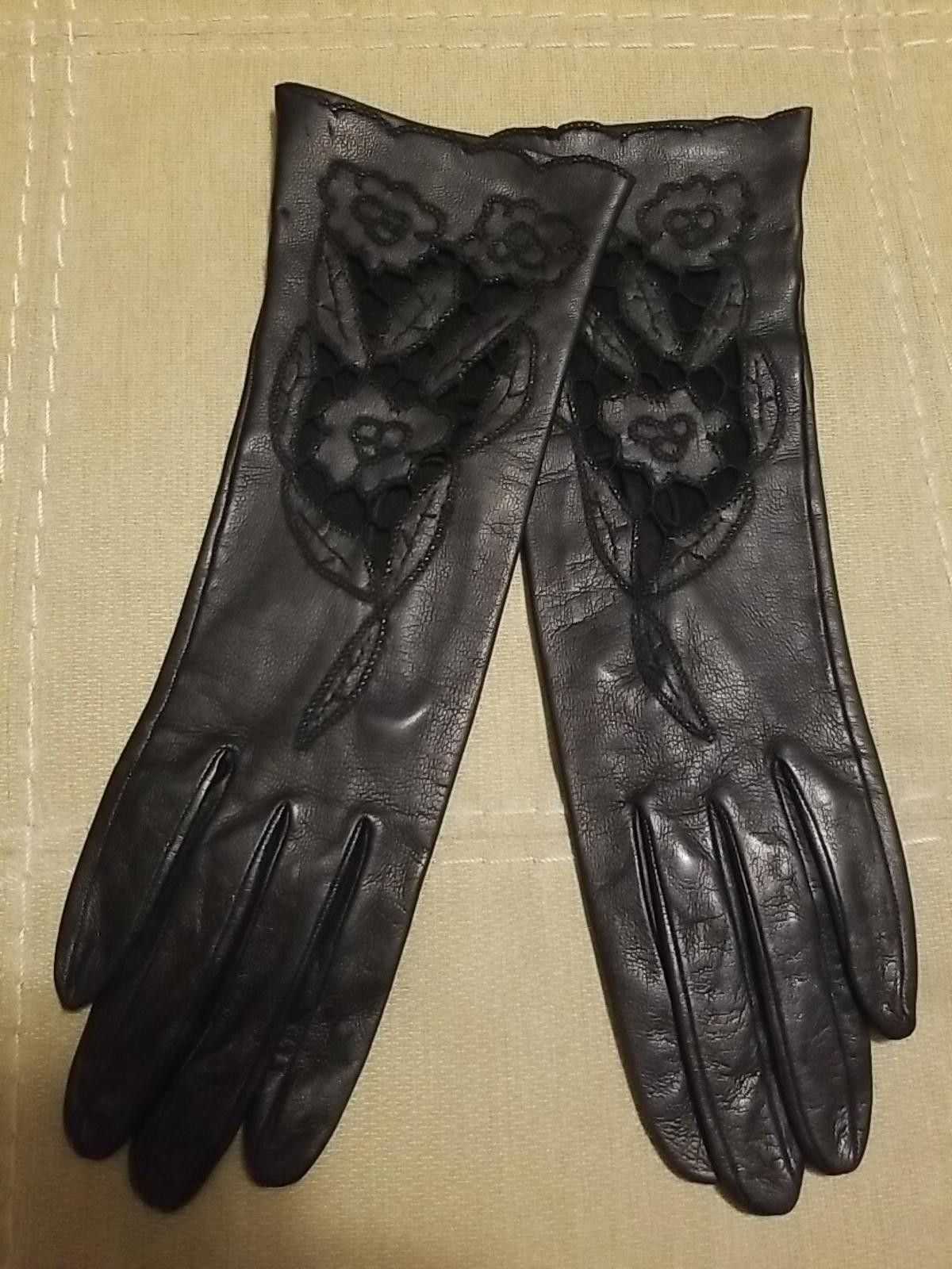 Other Vintage Kislav Leather Gloves Size 6 Black Made In France Size ONE SIZE - 1 Thumbnail