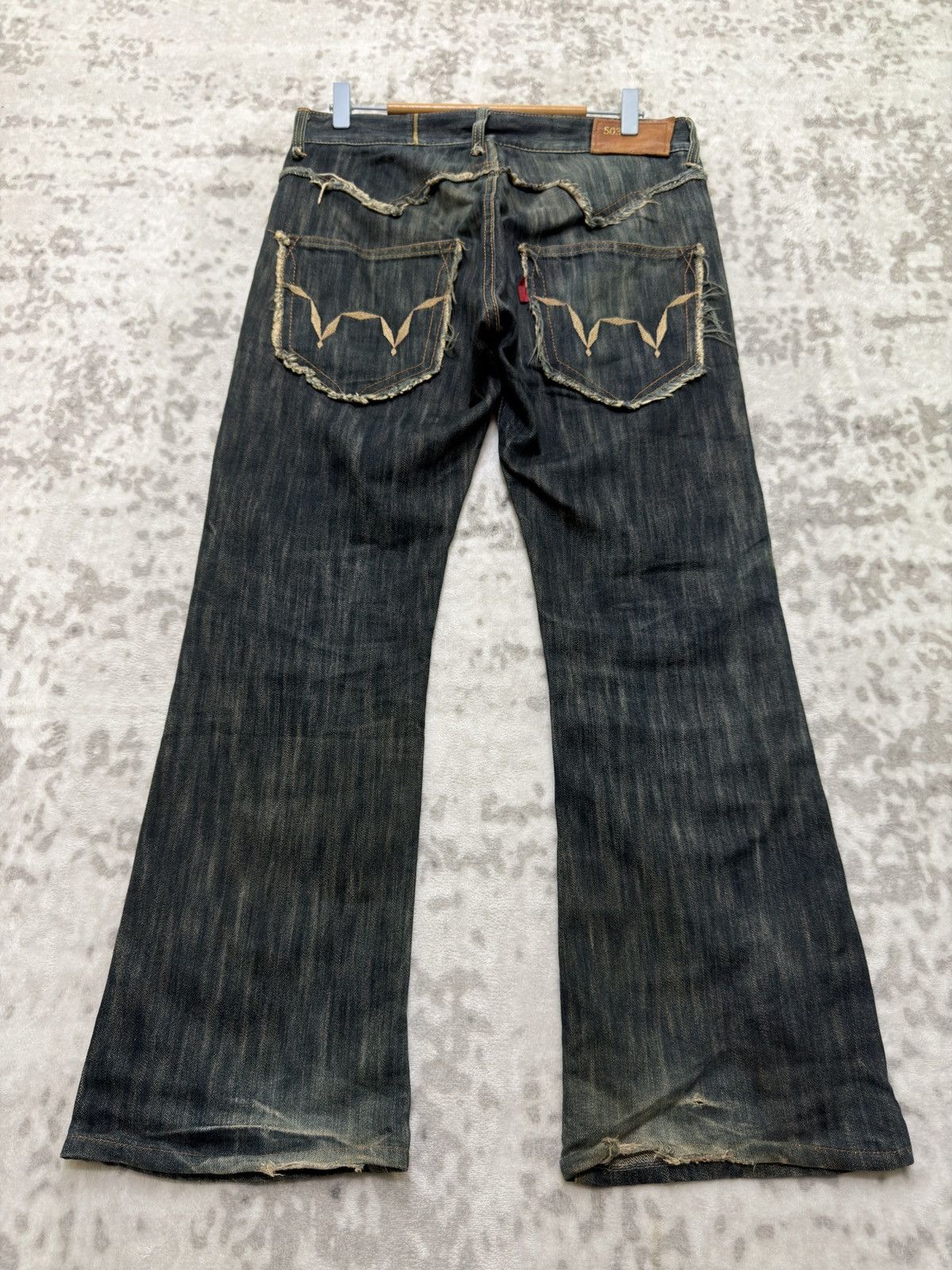 Edwin Flared EDWIN 503 Distressed Style V Pocket Denim Jeans Size US 31 - 1 Thumbnail