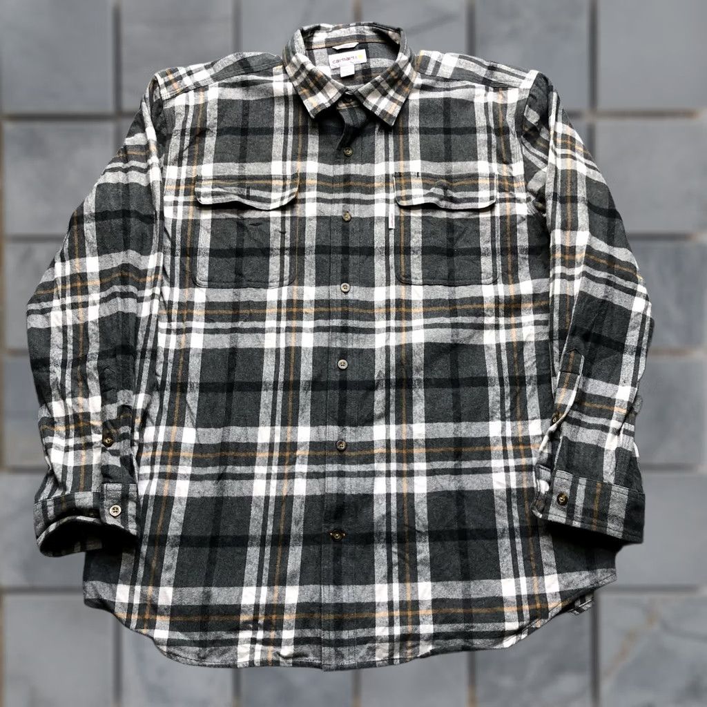Carhartt Carhartt Shirt Mens XL Gray Plaid Flannel Long Sleeve Button-Up Workwear Size US XL / EU 56 / 4 - 1 Thumbnail