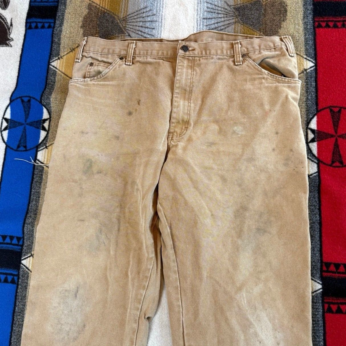 Dickies VINTAGE Dickies Canvas Carpenter Pants Jeans 40x32 Brown Regular Men 90s Grunge Workwear Distressed Canvas Straight Inseam 32" Button Zip Size US 40 / EU 56 - 4 Thumbnail