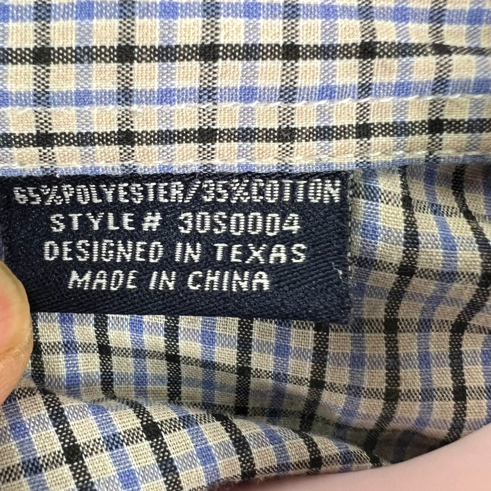 Vintage Panhandle Slim Button-Up Shirt Mens Regular Blue Check Long Sleeve Slimming Casual Western 54 Chest 34 Length 18 35 Dist Size US XXL / EU 58 / 5 - 6 Thumbnail