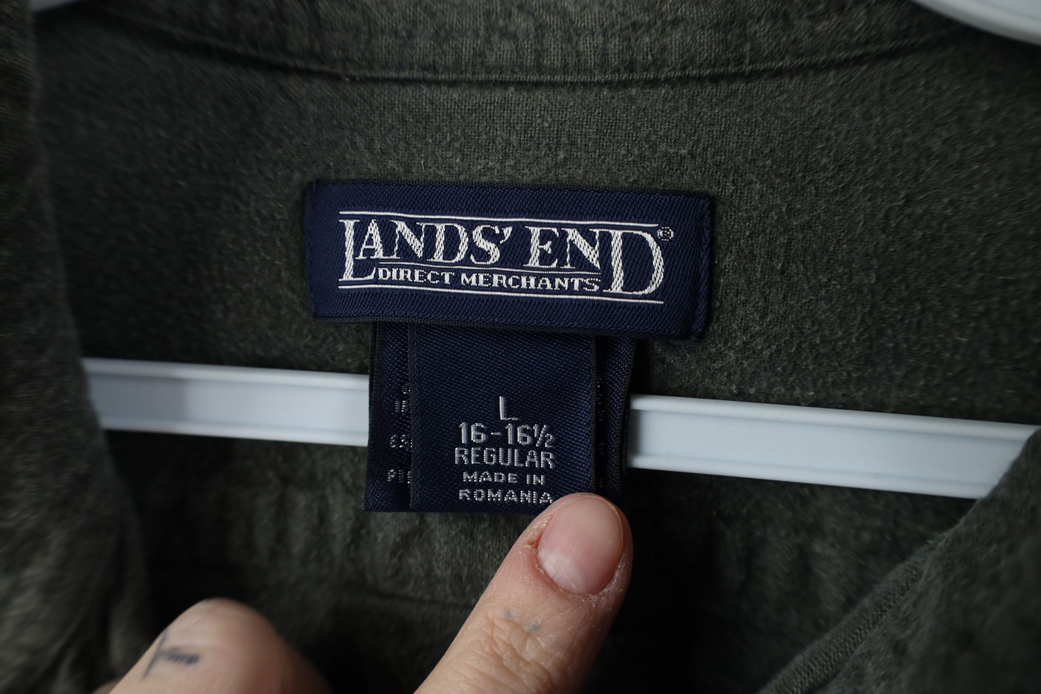 Lands' End Vintage 90s Lands End Chamois Cloth Button Down Shirt Green Size US L / EU 52-54 / 3 - 10 Thumbnail