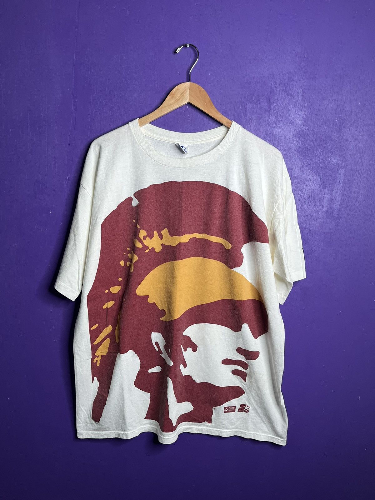 image of American College x Starter Vintage 90's Starter USC Trojans Big Trojan Aop T-Shirt in White (Size X