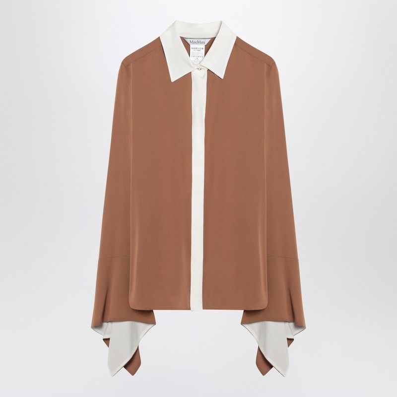 Max Mara Max Mara Camel Silk Colour-Block Shirt Size S / US 4 / IT 40 - 1 Thumbnail
