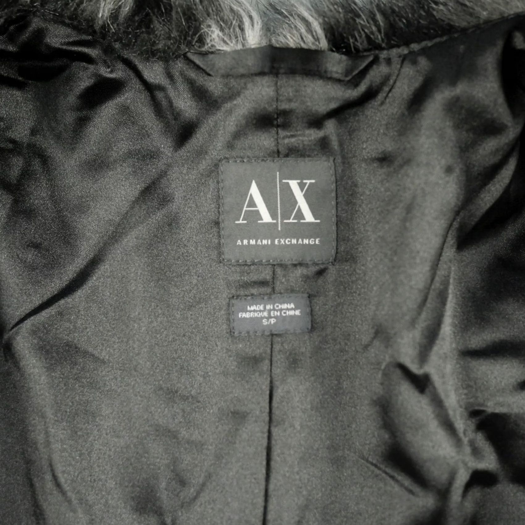 Armani Exchange A|X Armani Exchange Jacket Womens S Black Gray Faux Fur Full Zip Lined Soft Size S / US 4 / IT 40 - 5 Thumbnail